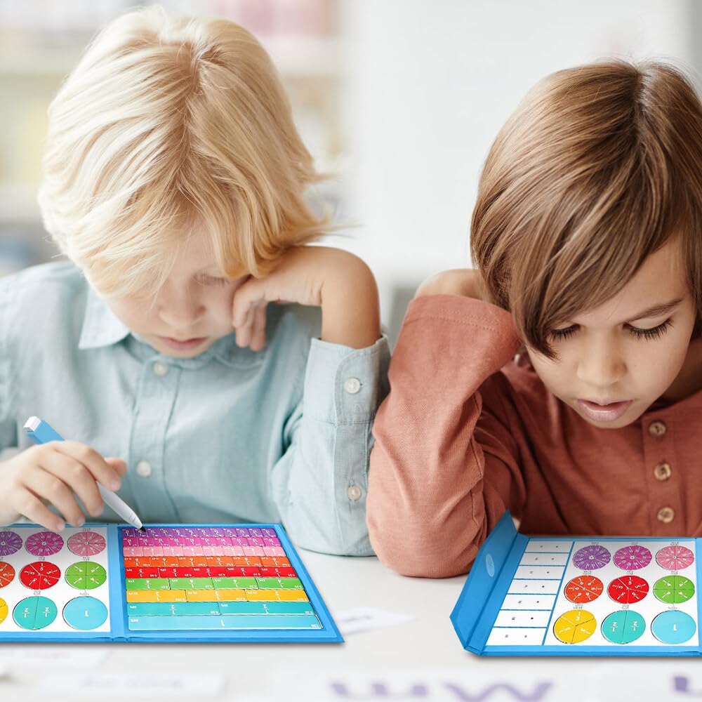 Montessori Math Educational Games for Kids Ages 5-9 - Magnetic Fractions Learning Toys, STEM Educational Toys for Boys & Girls - Perfect for Homeschooling, Classroom & Interactive Math Practice