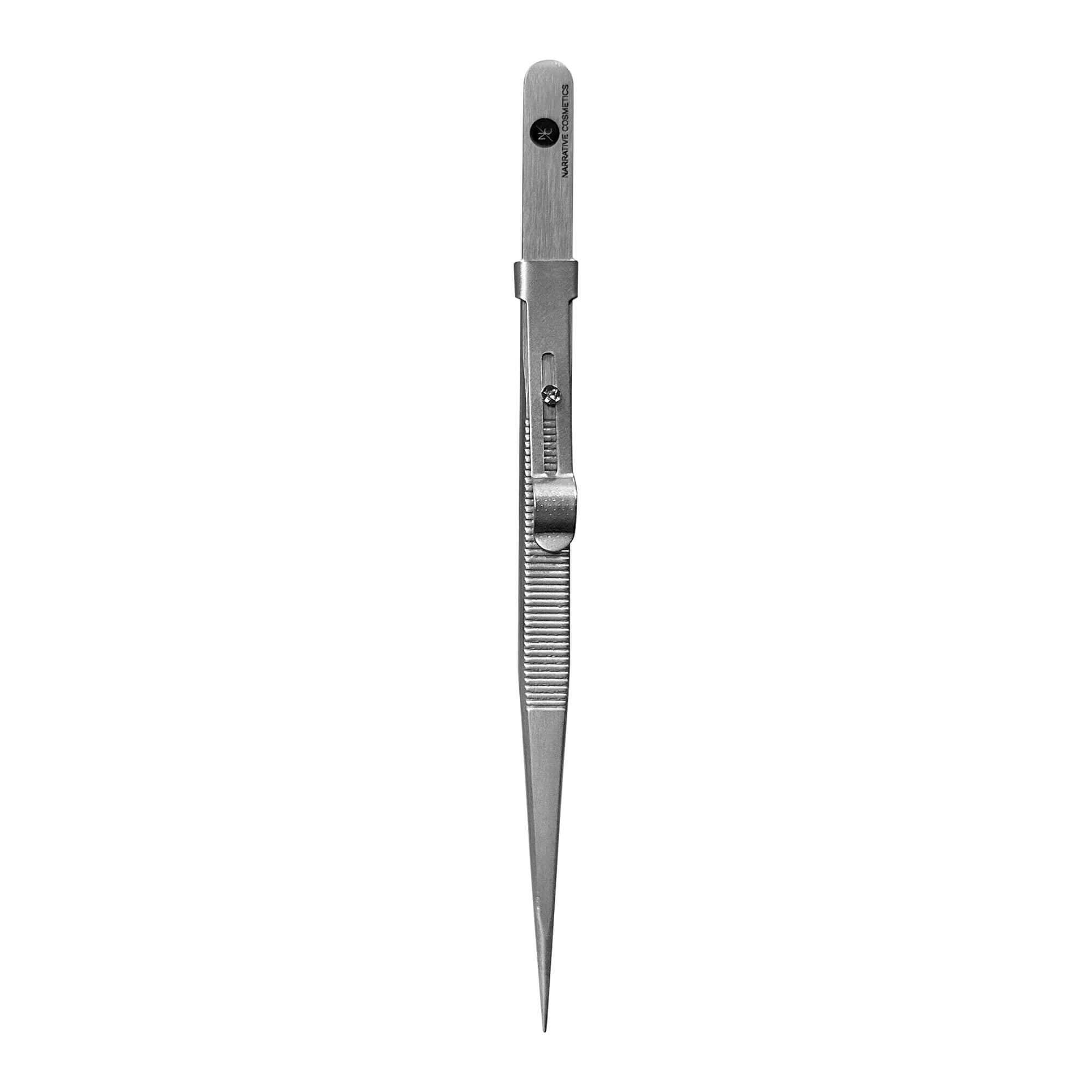Premium Stainless Steel Tweezers with Sliding Lock - Professional Slant Tip for Eyebrow Plucking, Splinter Removal & Crafting - Ideal for Beauty, First Aid & DIY Projects