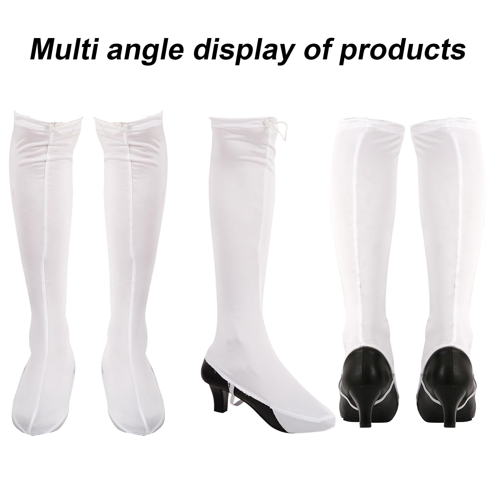 Groovy 70s Hippie Disco Boot Covers for Women - White Fabric Fake Boots Costume Accessories for 70s Themed Parties, Halloween & Cosplay - Perfect for Disco Outfits, Hippie Costumes & Retro Dress Up
