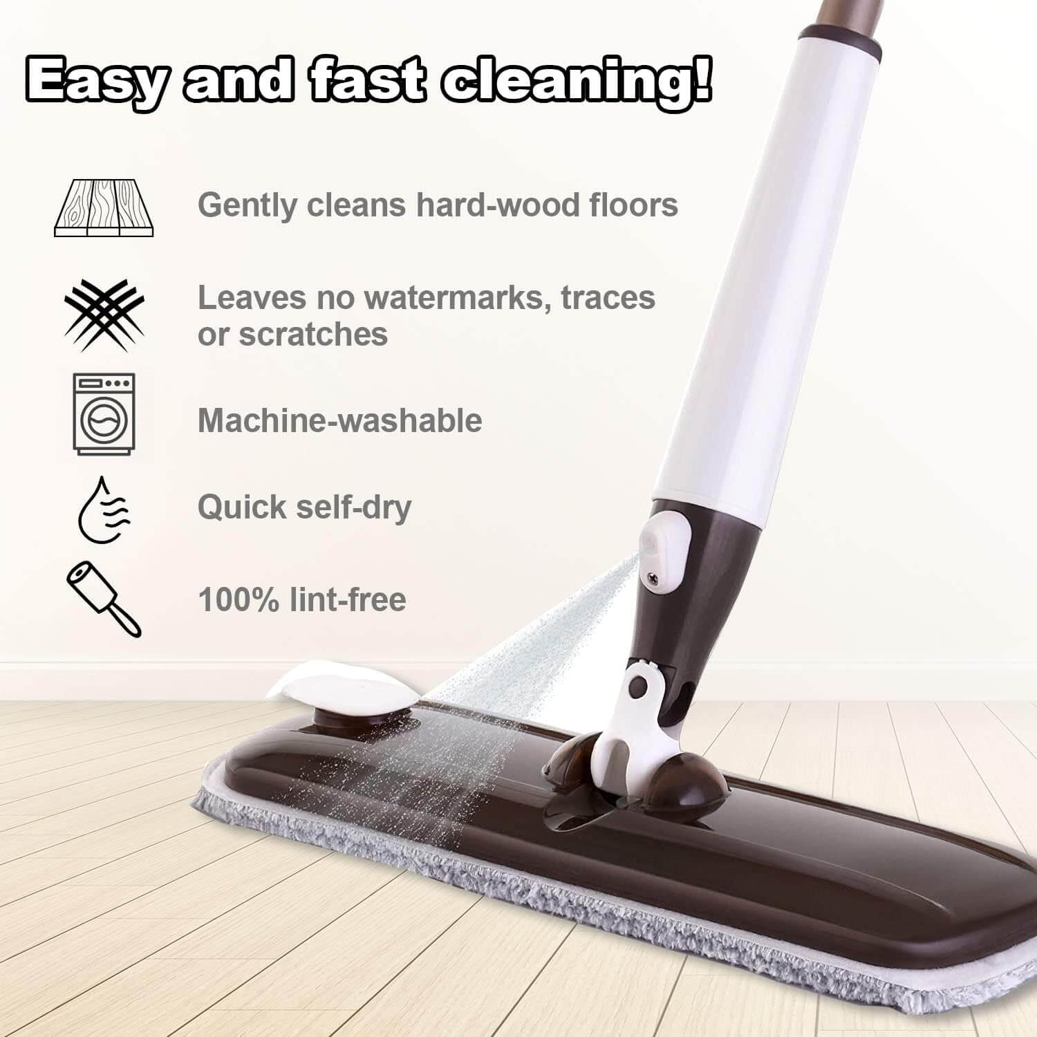 Magic Microfiber Spray Mop with Hidden Water Tank - Lightweight Floor Cleaner for Hardwood, Tile & Laminate Floors | Perfect for Quick Cleaning & Pet Hair Removal
