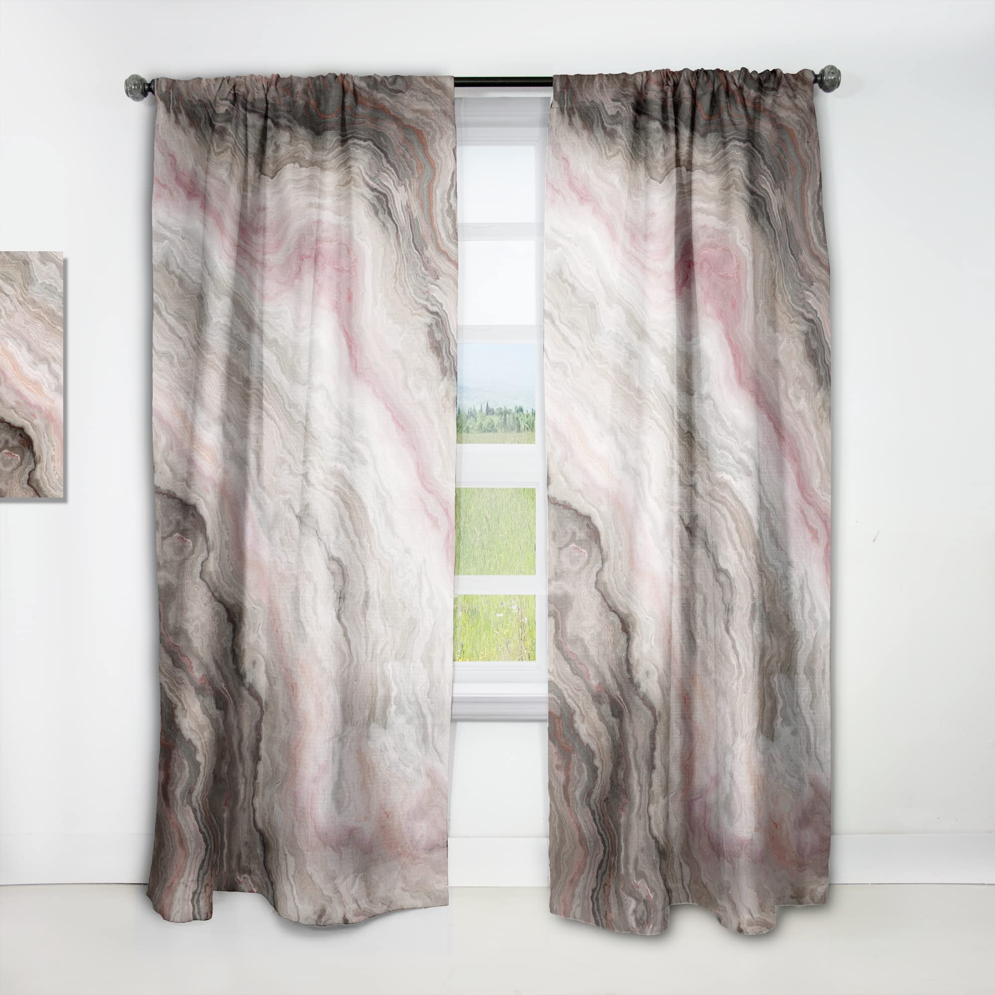 DesignQ Thermal Insulated Blackout Curtains - Grey Onyx with Rose Pattern, 52x63 Inch Single Panel for Bedroom & Living Room - Energy Saving, Noise Reducing, Perfect for Home & Office Decor