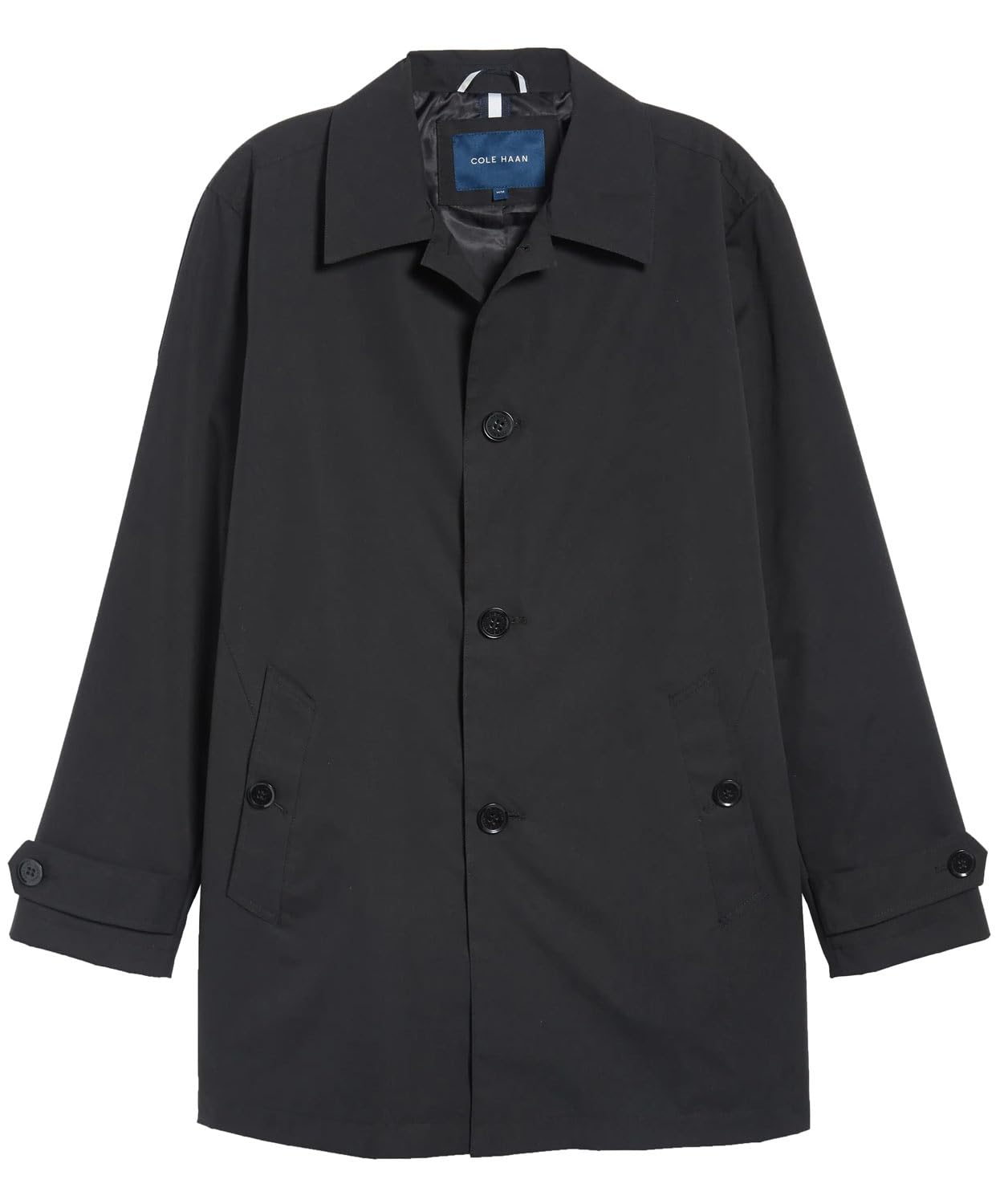 Cole Haan Men's Waterproof Stand Collar Rain Jacket - Lightweight Windbreaker for Outdoor Activities, Commuting & Travel