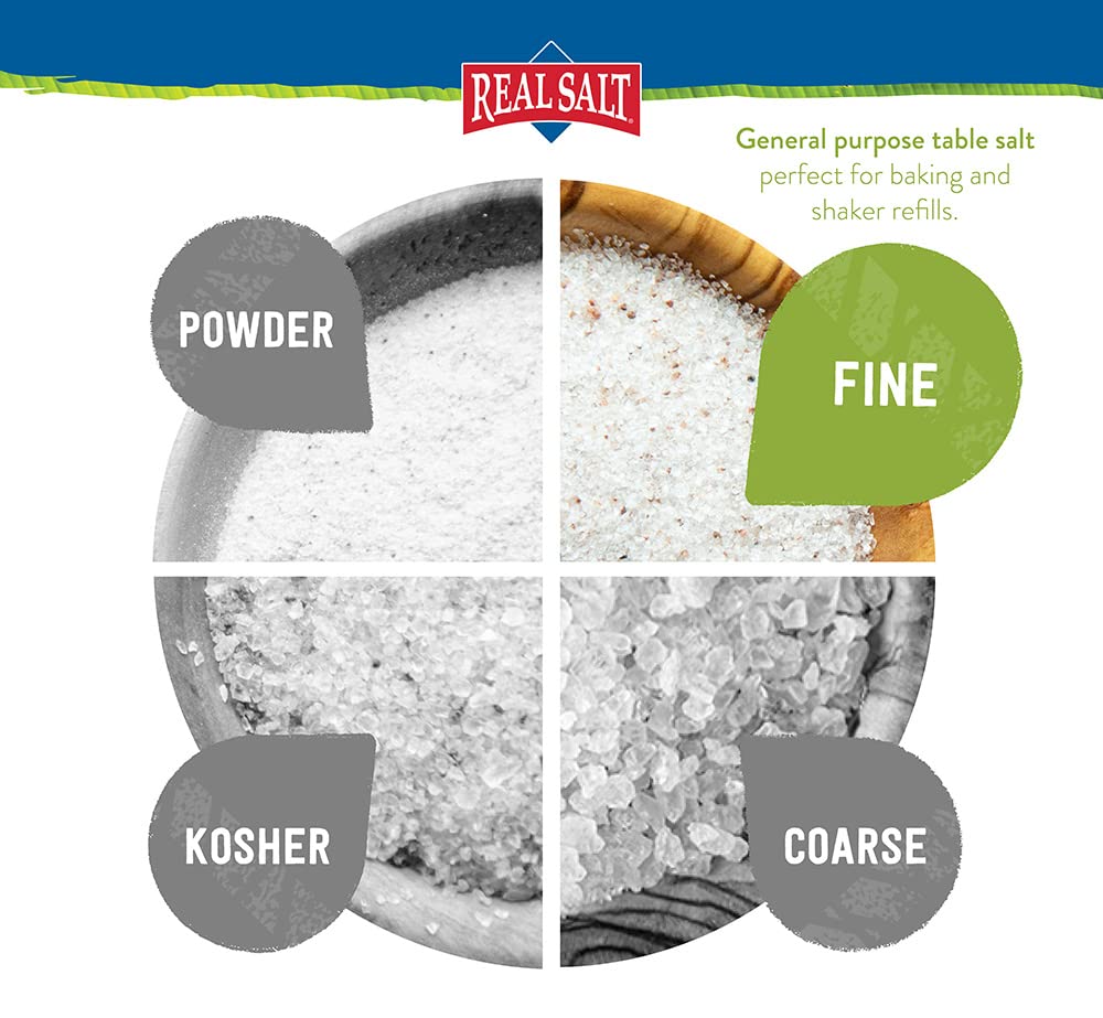 Redmond Real Sea Salt - Natural Unrefined Gluten-Free Fine Grain Salt, 10 Ounce Shaker (2 Pack) | Perfect for Cooking, Baking & Seasoning
