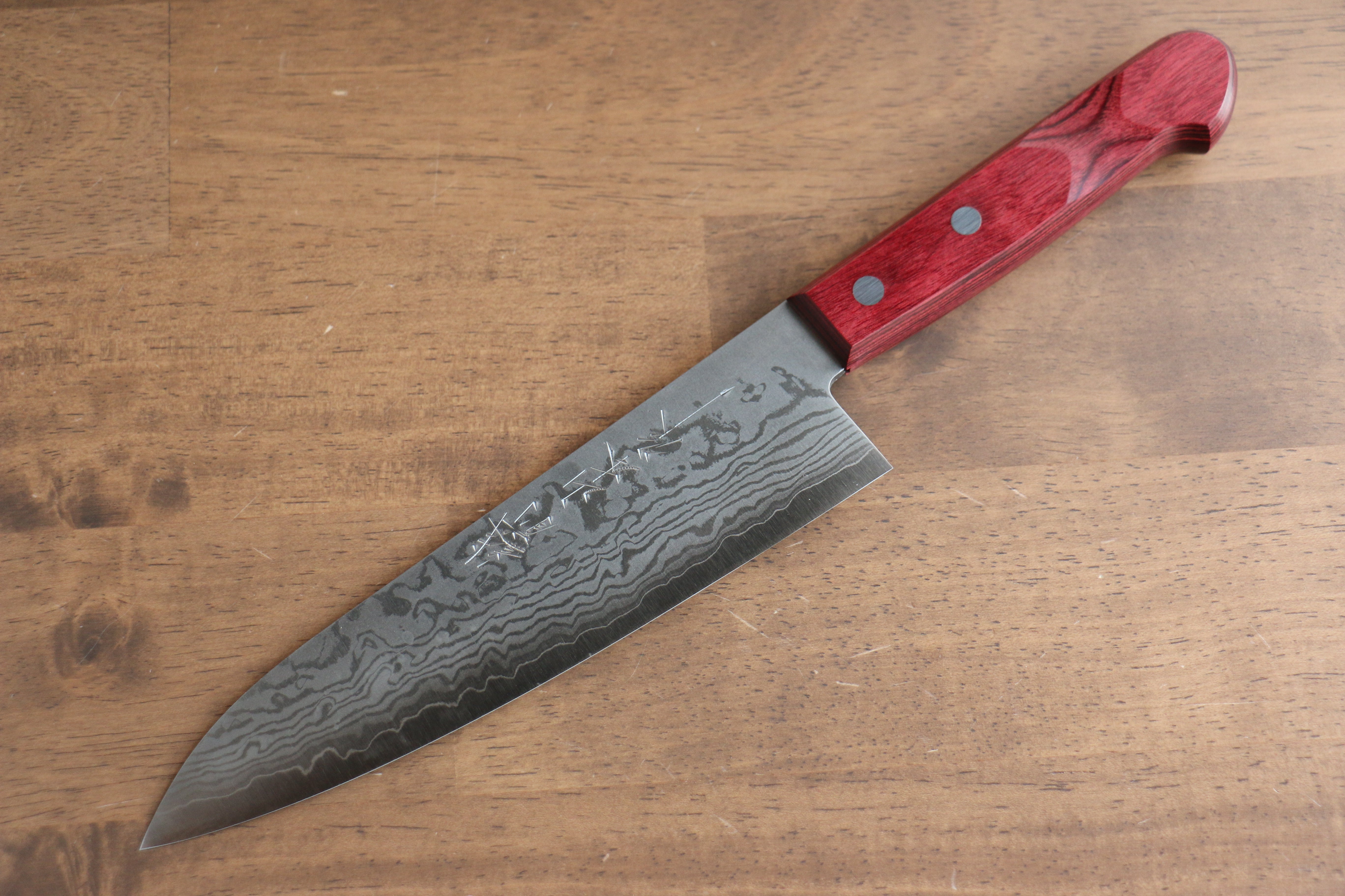 Nao Yamamoto VG10 Damascus Gyuto Chef Knife 180mm - Japanese Kitchen Knife with Red Pakka Wood Handle - Perfect for Sushi, Meat Cutting & Professional Cooking