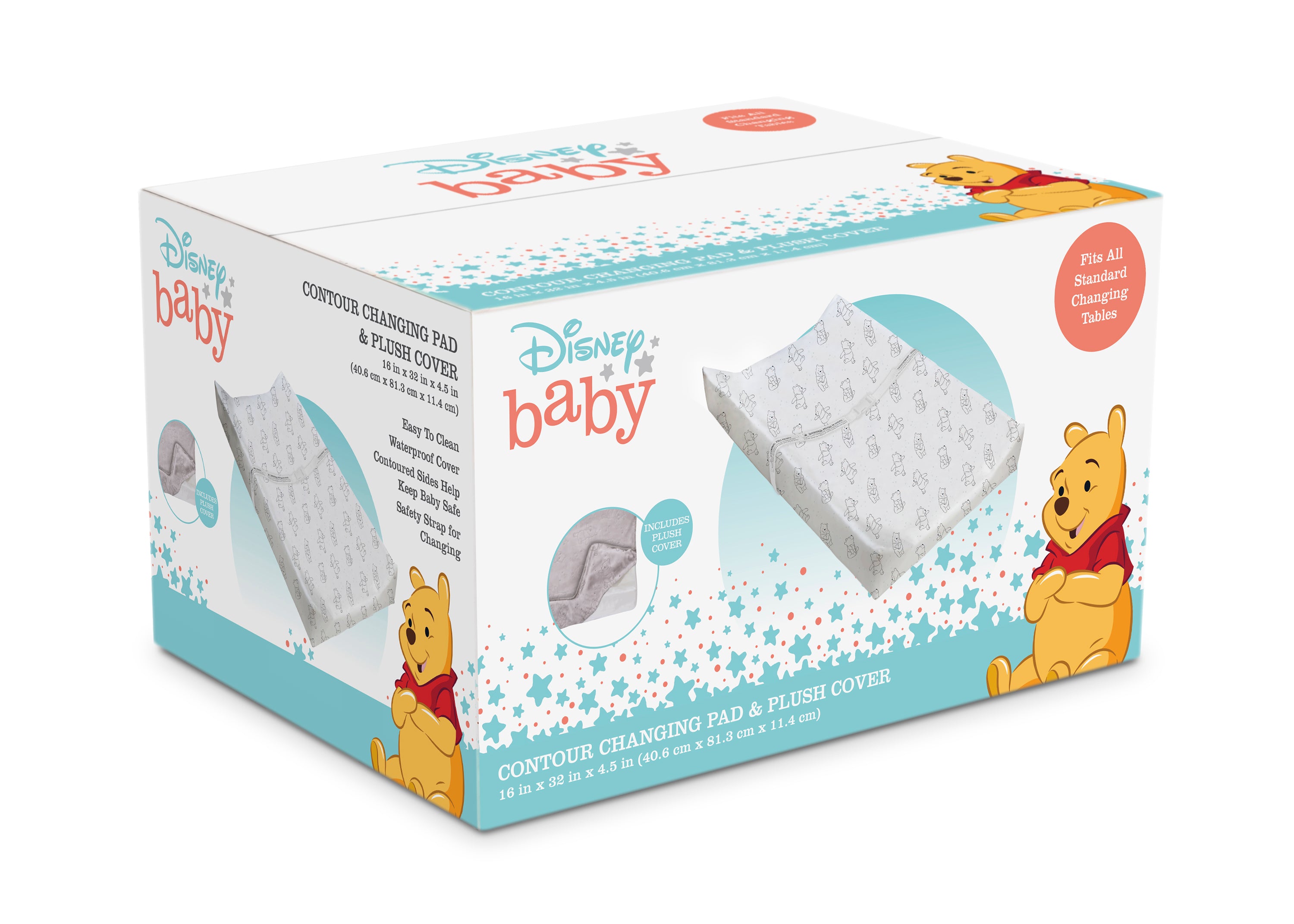 Disney Winnie the Pooh Baby Changing Pad with Soft Plush Cover - Waterproof & Portable for Nursery, Travel & Diaper Changing