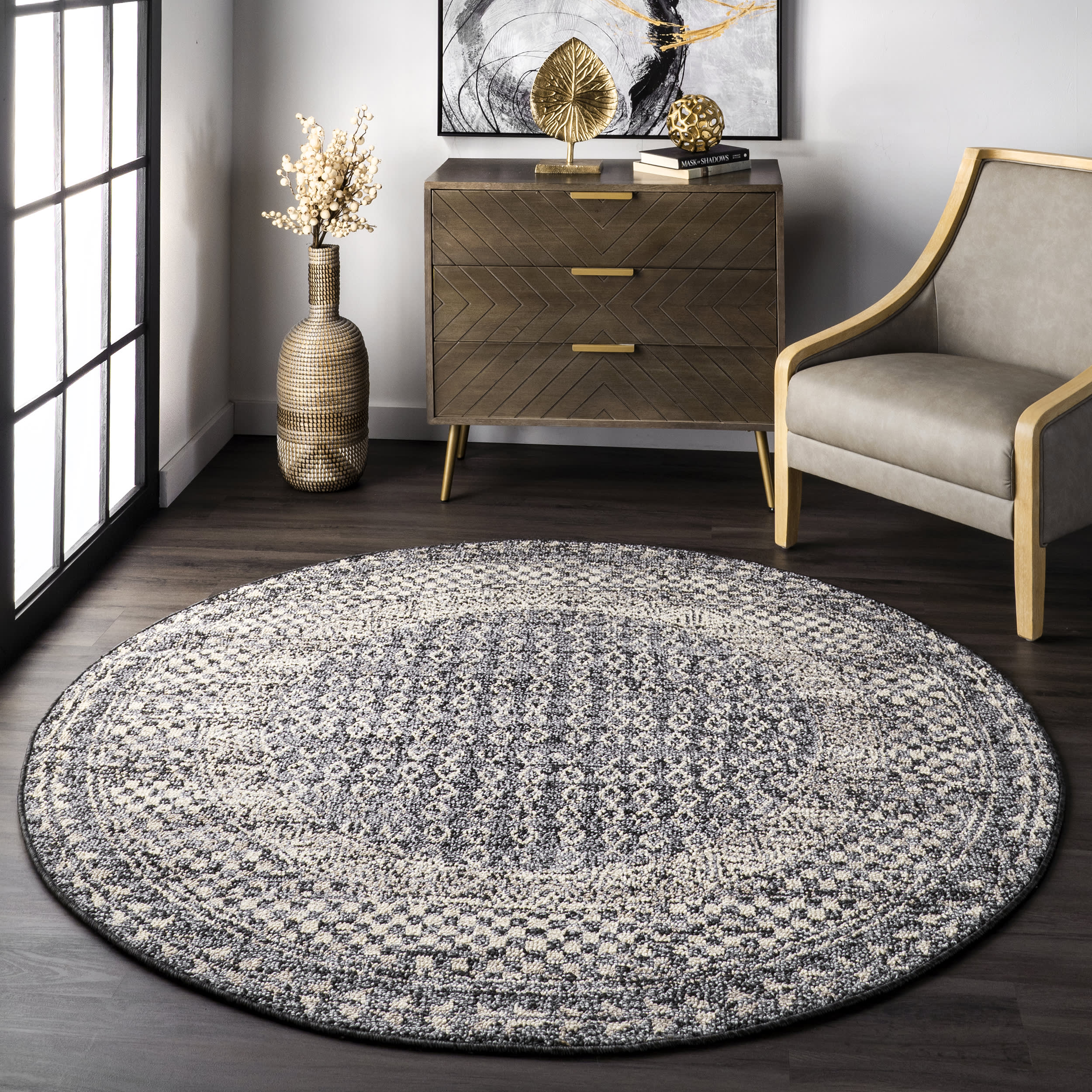 Checkered Diamonds Tassel Rug - Soft Non-Slip Area Rug for Living Room, Bedroom, Nursery | Grey Home Decor Carpet for Boho Chic Style