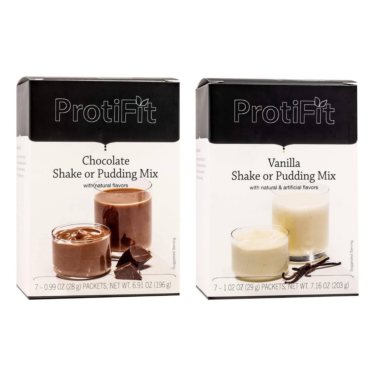 High Protein Chocolate & Vanilla Pudding Mix - 15g Protein, Low Calorie, Low Fat, Low Carb, Aspartame Free, Keto & Vegan Friendly - Meal Replacement Shake for Weight Loss & Muscle Gain - Perfect for Post-Workout Recovery, Breakfast or Healthy Snacks (2 Pack, 7 Servings Each)