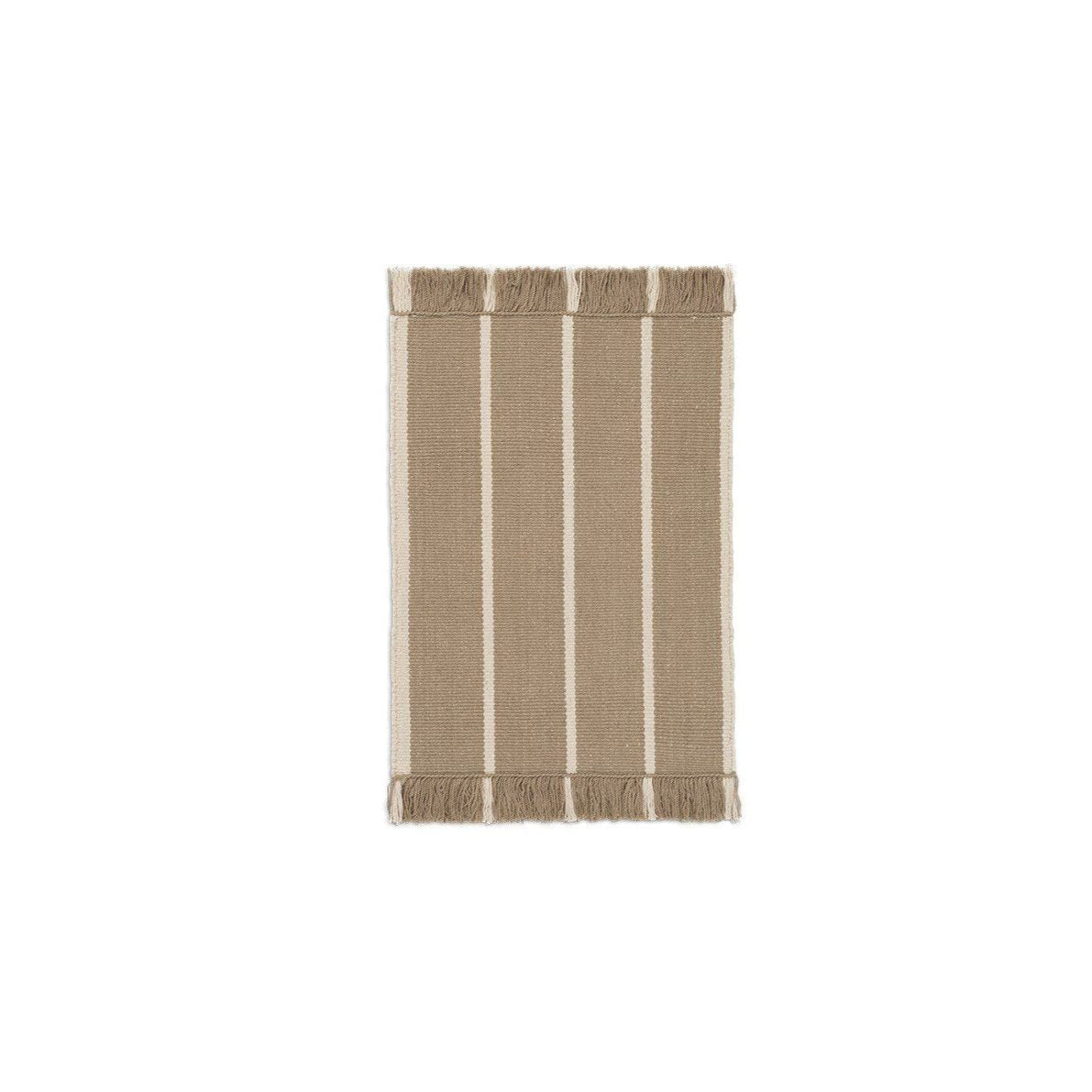FERM LIVING Calm Kelim Mat - Dark Sand/Off White, 50x70cm - Soft & Durable Handwoven Rug for Living Room, Bedroom, or Nursery Decor