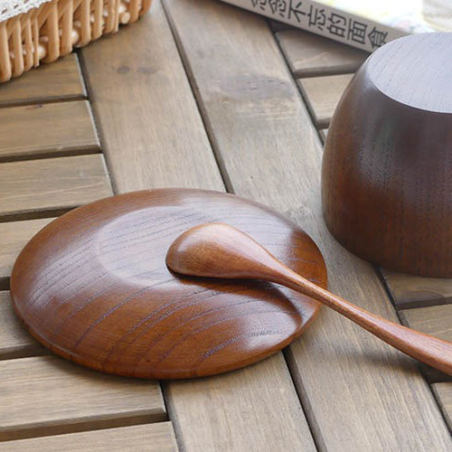 Premium Handcrafted Wooden Tea Cup Set with Saucer & Spoon - 2 Piece Natural Wood Tea Drinking Kit for Home, Office & Outdoor Use