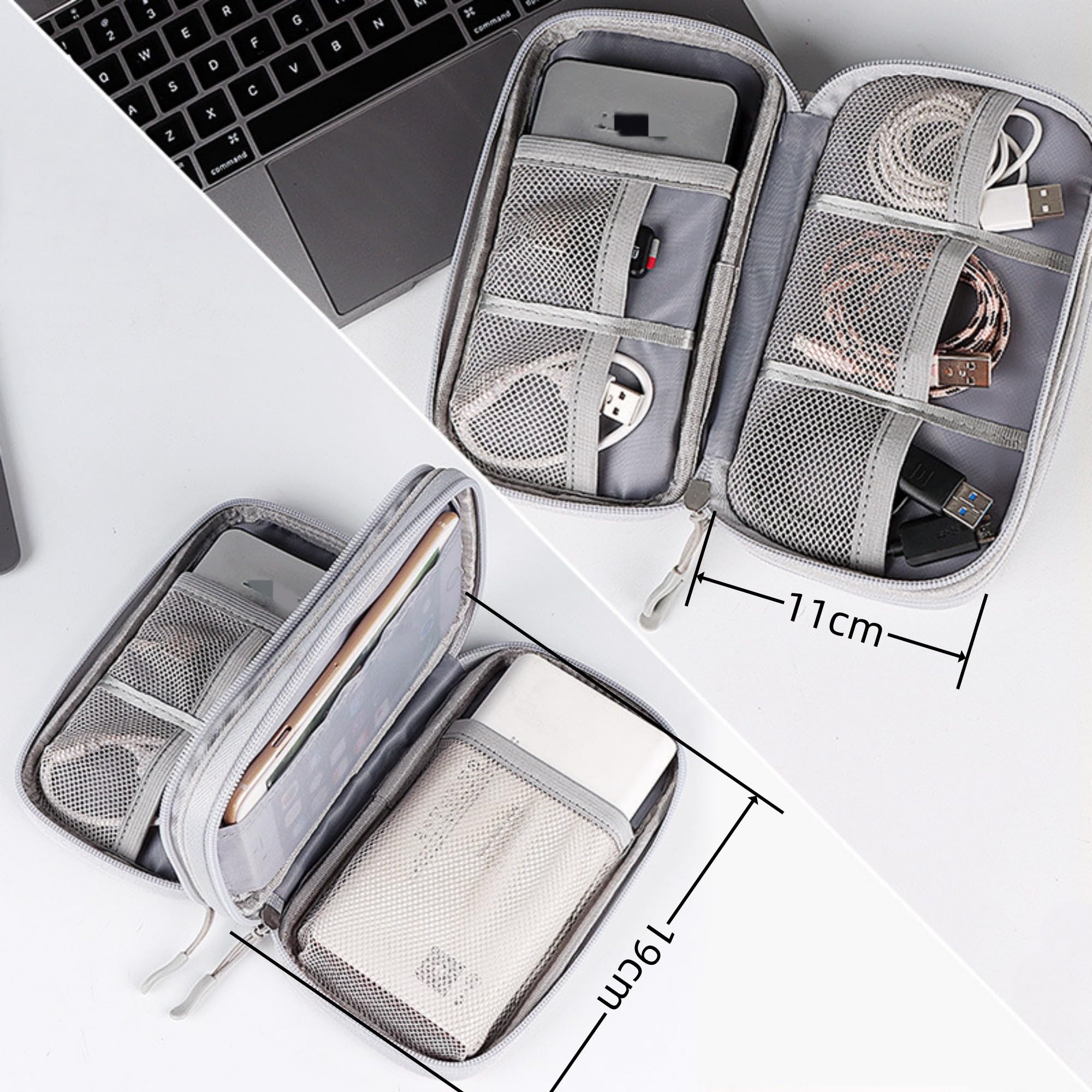 Portable Waterproof Electronic Organizer Travel Bag - Cable Storage Pouch for USB Cables, Power Bank, Mouse, Charger & Earphones | Perfect for Office, Travel & Daily Organization