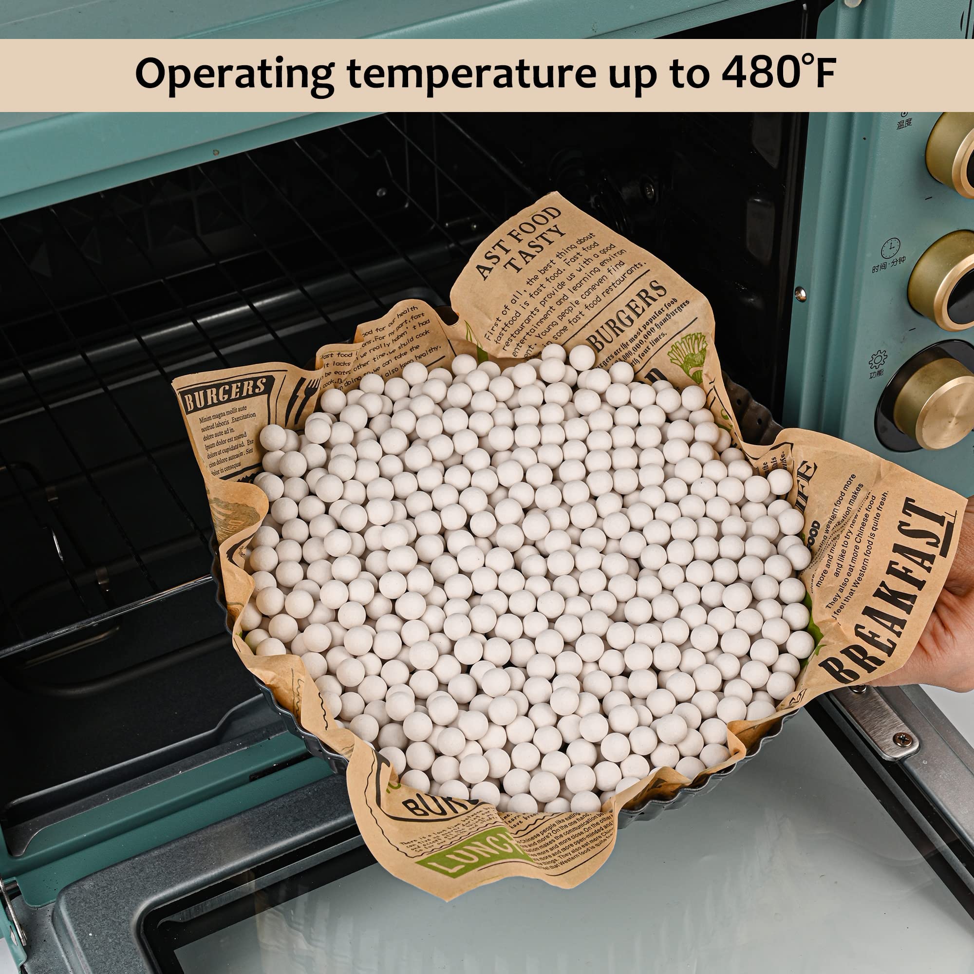 2.2LB Ceramic Pie Weights - 10mm Baking Beads for Perfect Pie Crusts - Includes Airtight Ceramic Storage Jar - Ideal for Blind Baking, Tart Shells & Pastry Making