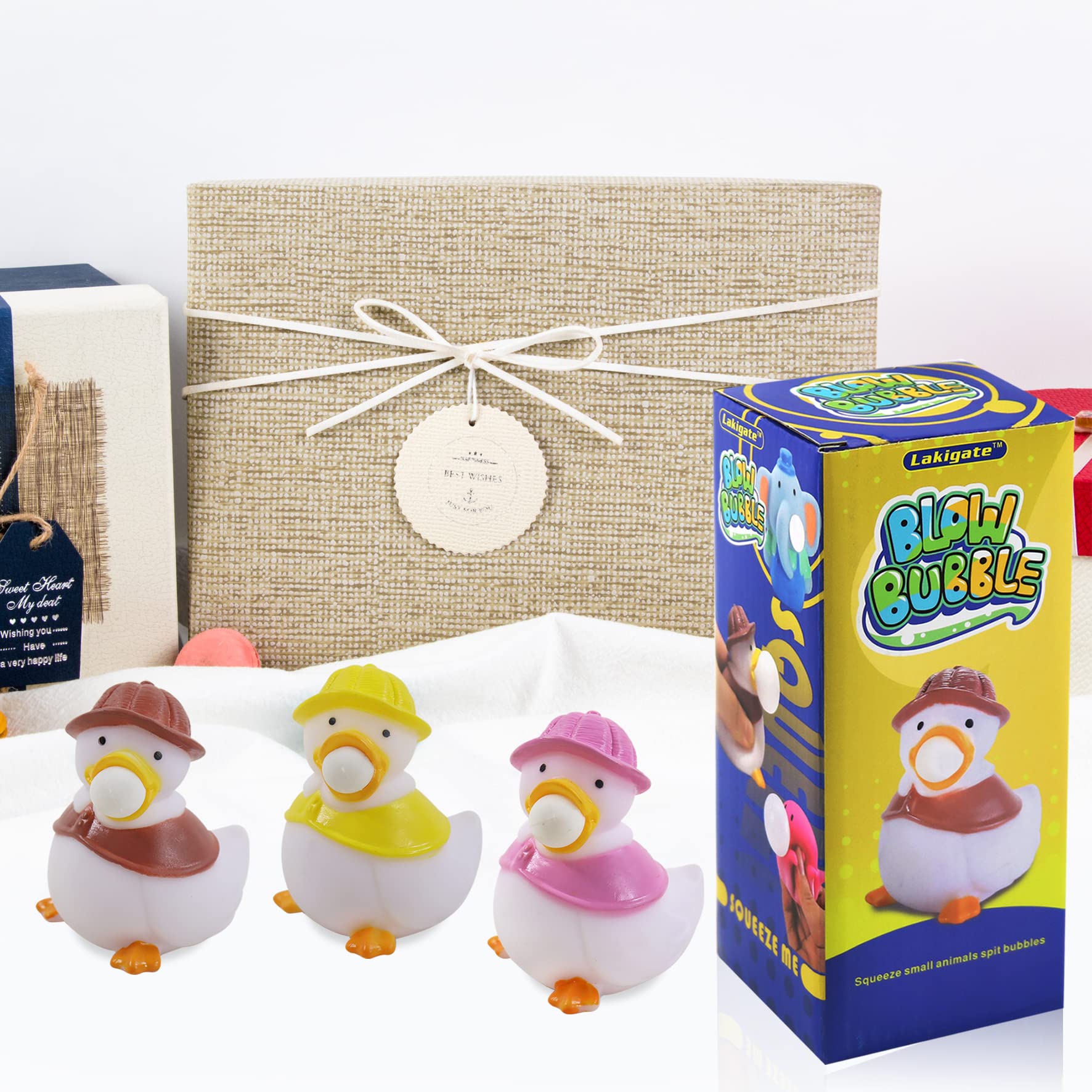 **3 Pack Cute Duck Squishy Fidget Toys for Kids & Adults - Stress Relief for Autism, ADHD, Anxiety - Non-Toxic Sensory Toys for Relaxation & Focus - Perfect for Home, Office & Travel**