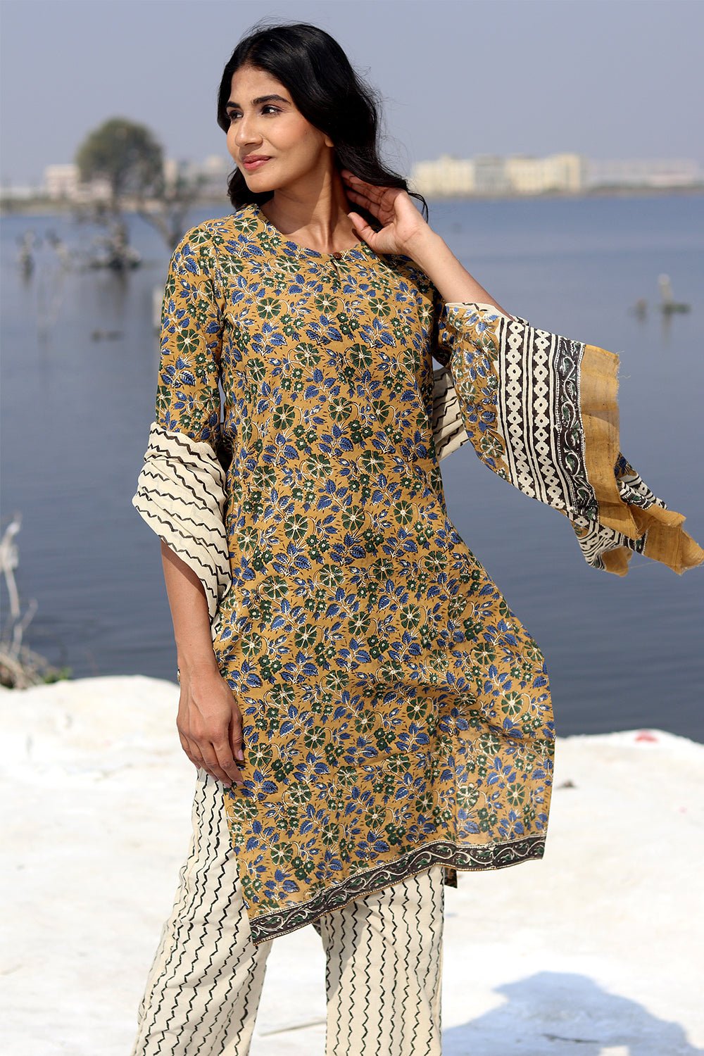 Exquisite Ethnic Block Printed Salwar Suit Set for Women | Traditional Indian Kurti with Palazzo & Dupatta | Perfect for Festivals, Weddings & Special Occasions