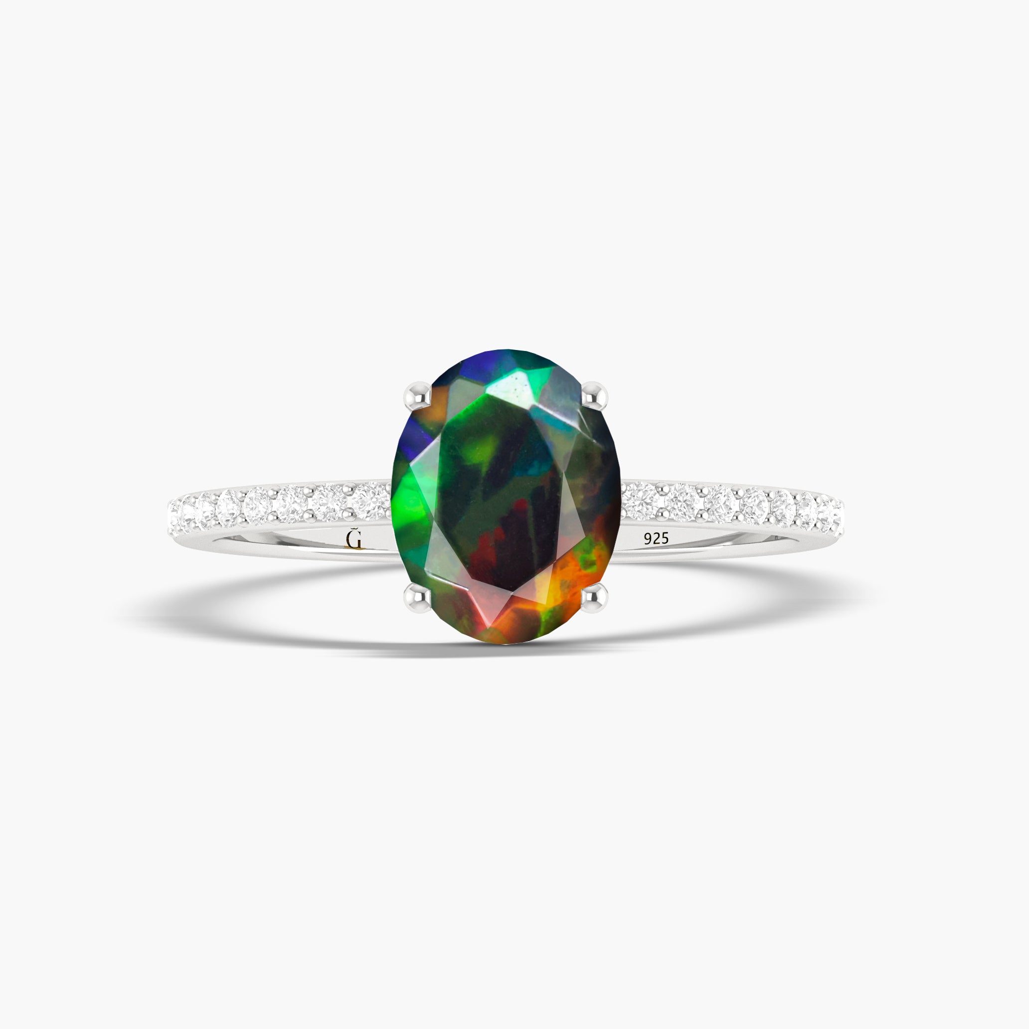 Stunning Black Oval Natural Fire Ethiopian Opal Statement Ring for Women | Elegant Jewelry Gift for Birthday, Anniversary & Special Occasions
