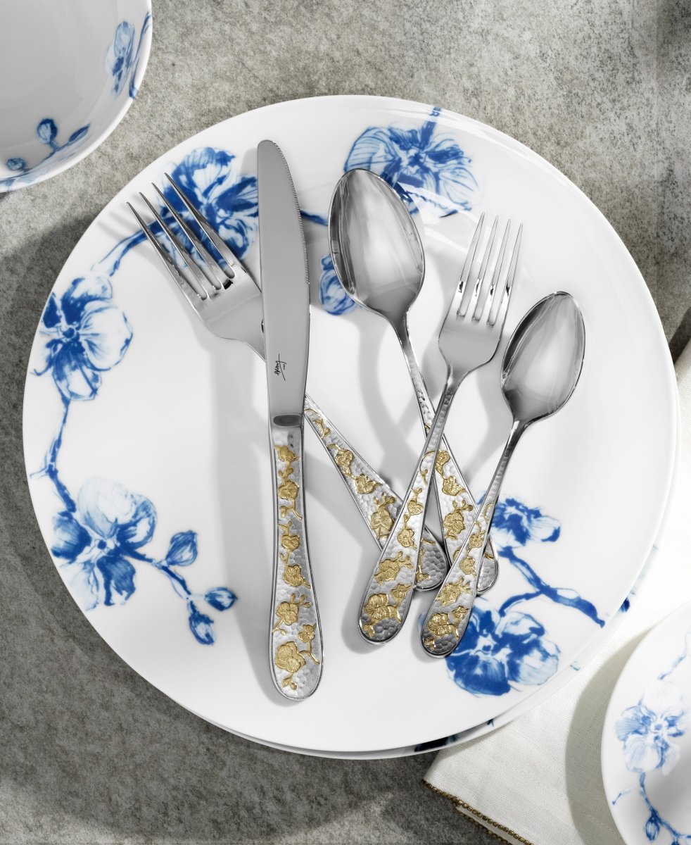 Premium Orchid Flatware Set - 18/10 Stainless Steel Silverware Set with Elegant Floral Design - Perfect for Wedding Gifts, Fine Dining & Special Occasions