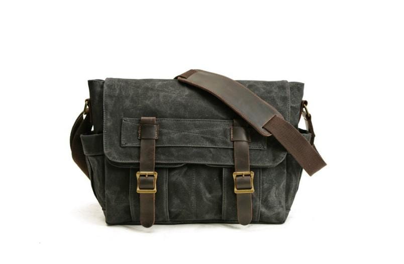 Stylish Canvas and Leather Messenger Bag for Men & Women - Durable Shoulder Handbag for Work, Travel & Daily Commute