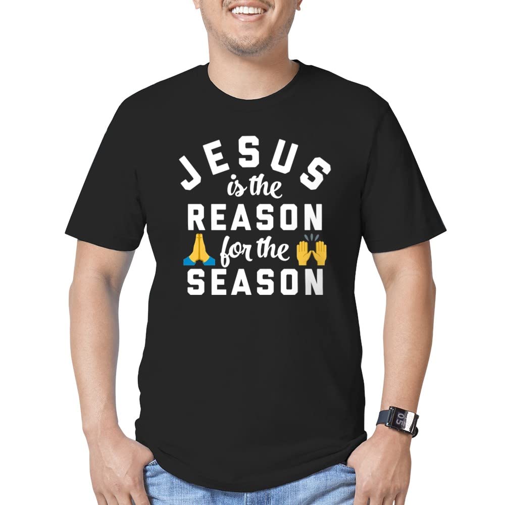 Emoji Jesus is The Real Savior Men's Fitted T-Shirt - Religious Humor Graphic Tee for Church, Bible Study & Christian Events