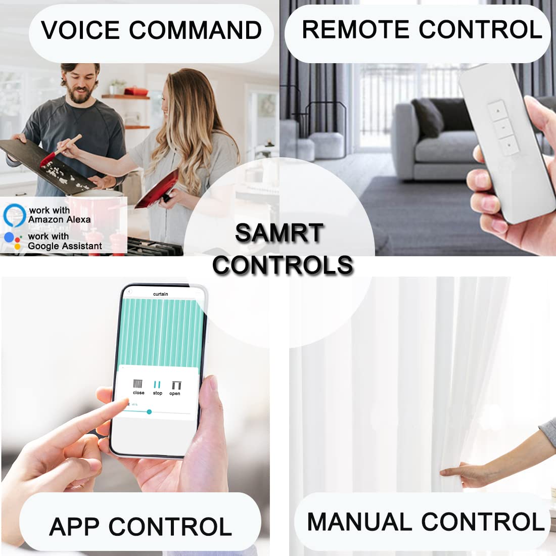 Smart Curtains System with Electric Track & Adjustable Rail - Motorized Curtain Opener with Remote Control, Works with Alexa & Google Home (Up to 80 Inches) - Perfect for Smart Homes, Bedrooms & Living Rooms