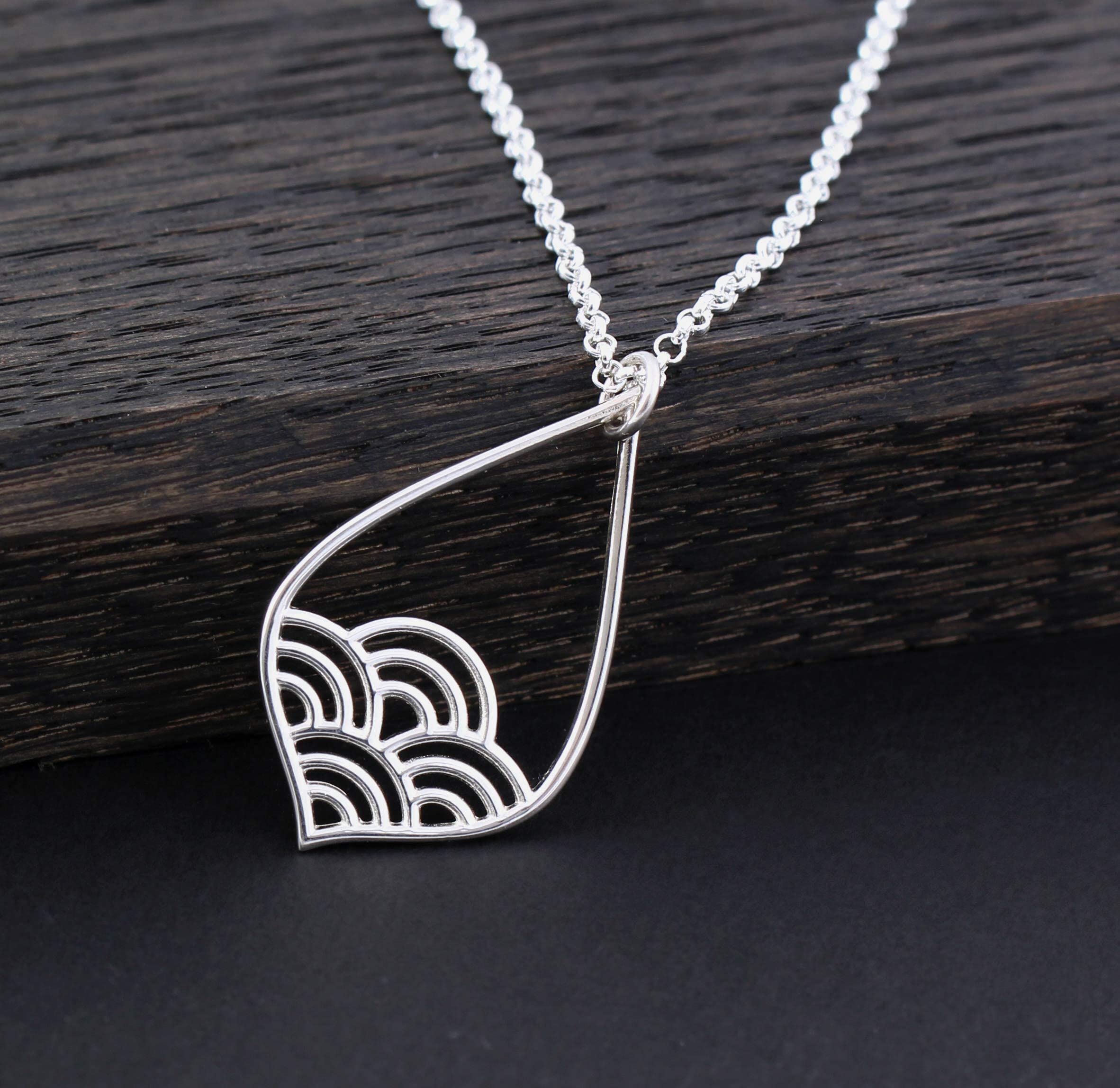 Charming Sterling Silver Wave Teardrop Necklace - Minimalist Jewelry for Women - Modern Pendant with Romantic Feminine Design - Perfect for Everyday Wear, Date Nights & Special Occasions