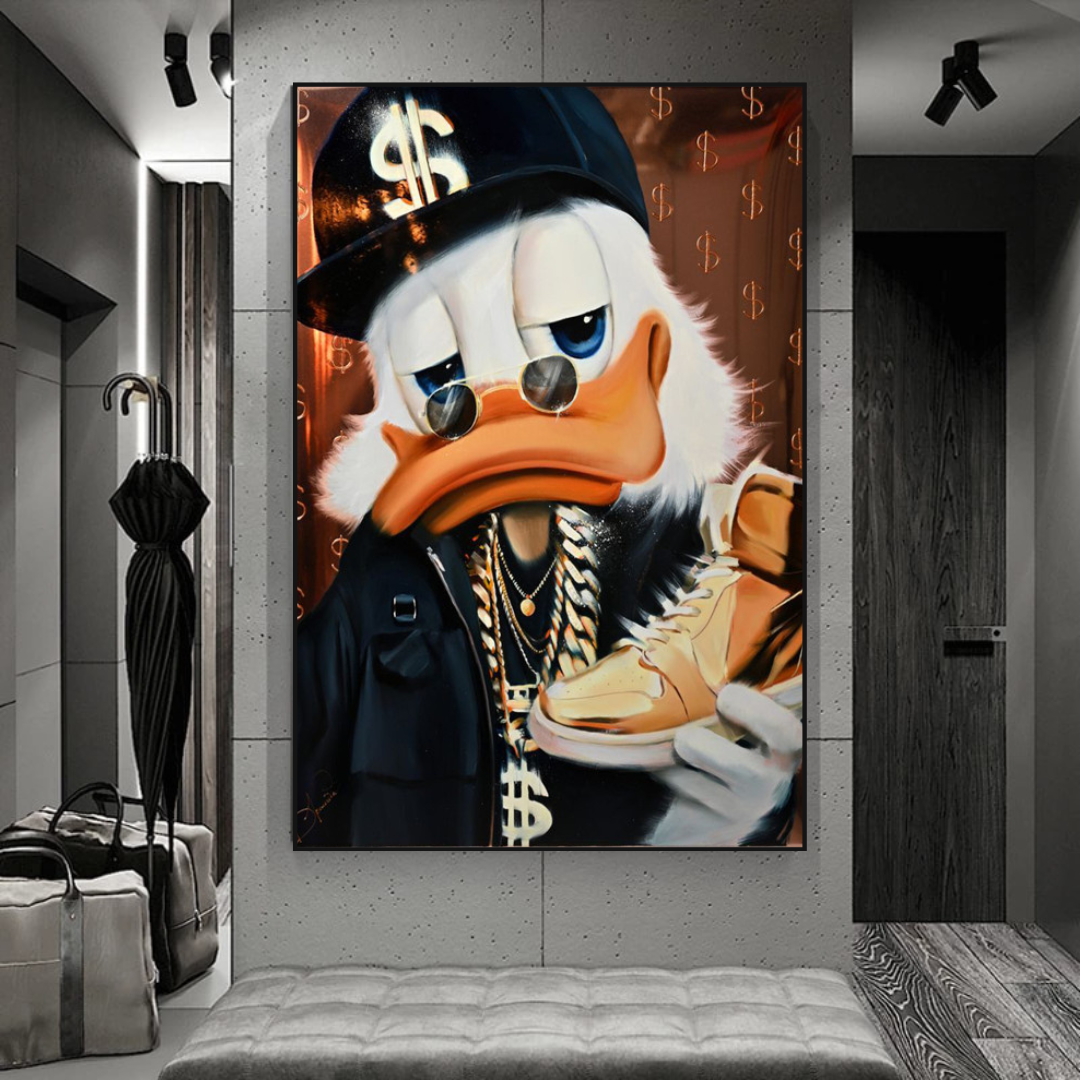 Scrooge McDuck Gold Jordan Millionaire Canvas Wall Art - Disney DuckTales Inspired Decor for Living Room, Bedroom & Office