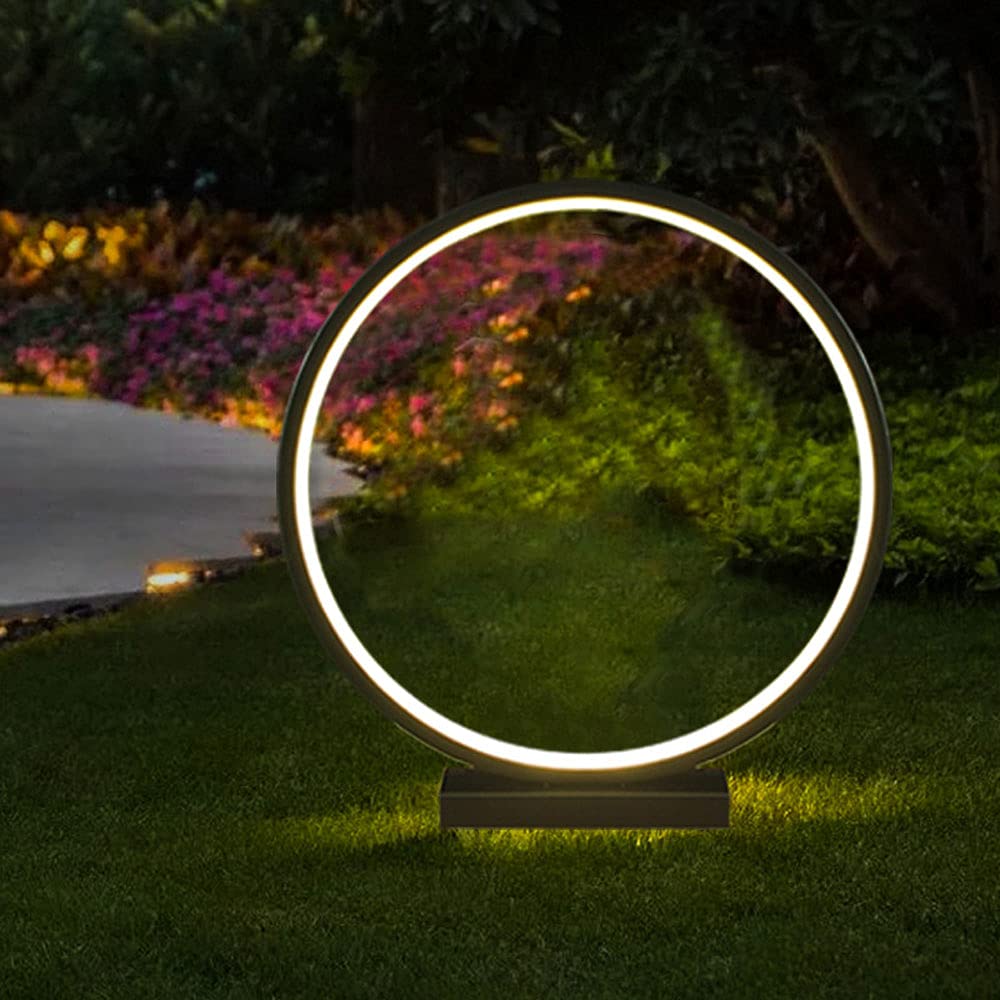 LED Outdoor Pillar Light - Waterproof Garden Post Light for Lawn, Landscape, Deck & Courtyard | Creative Circle Design | Durable Rainproof Street Lamp for Pathways & Driveways
