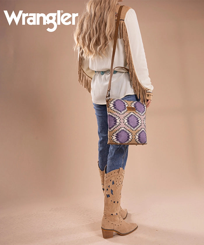 Wrangler Dual-Sided Print Canvas Shoulder Bag for Men & Women - Stylish Crossbody Purse for Travel, Work, and Everyday Use
