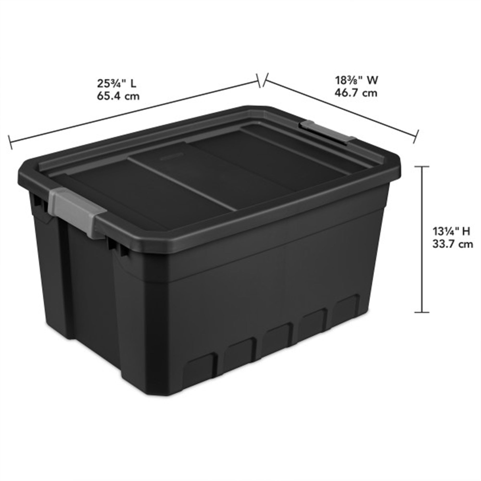 Sterilite 18-Pack 19 Gallon Black Plastic Storage Bins with Lids - Stackable Organizing Containers for Home, Office, Garage & Closet Organization
