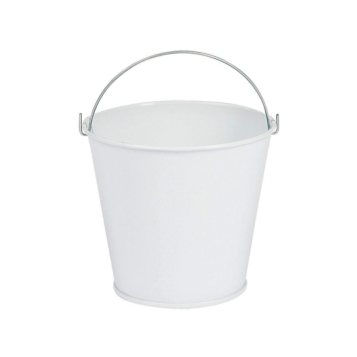 12 Pack White Tinplate Pails - Small Metal Buckets for Party Favors, Wedding Decor, Candy Storage & DIY Crafts - Rustic Vintage Style Party Supplies