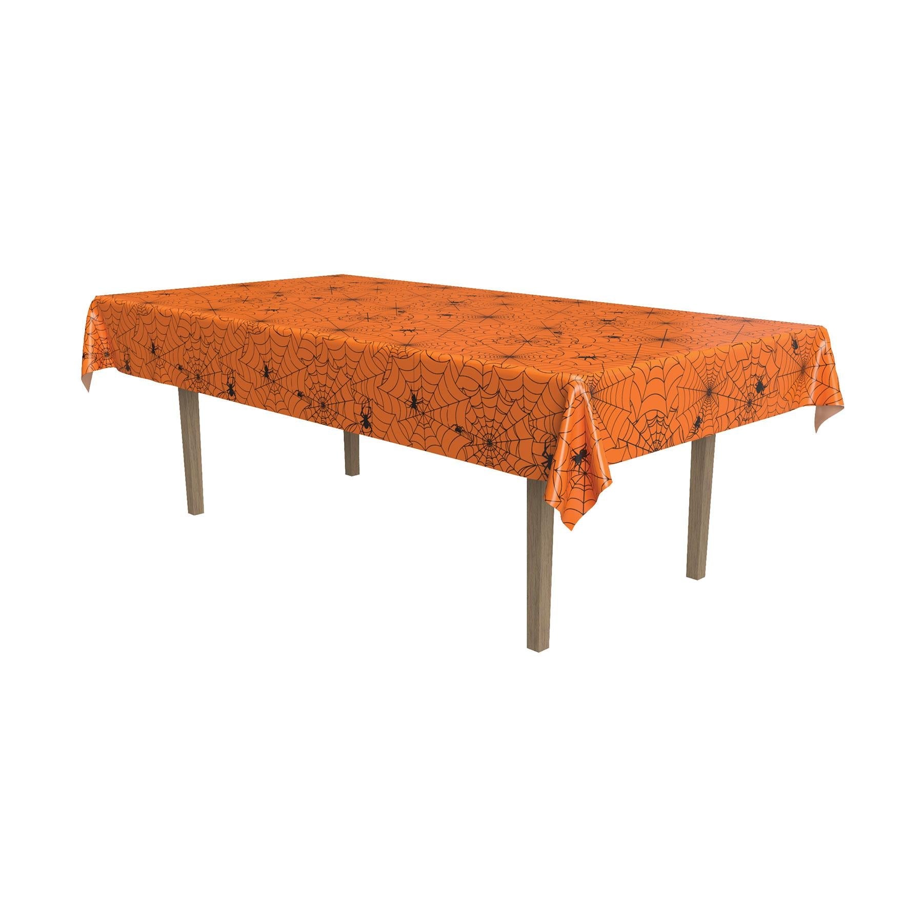 12 Pack Beistle Halloween Spider Web Plastic Table Covers - Spooky Decor for Halloween Party, Haunted House, and Themed Events