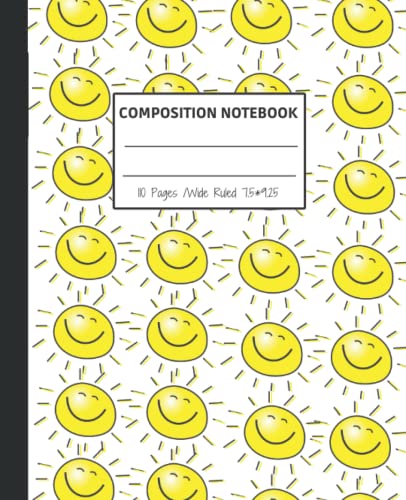 Smiley Faces Aesthetic Composition Notebook - Wide Ruled 110 Pages, Cute Preppy Journal for Teen Girls & School Kids | Perfect for Note Taking, Homework, Diary Writing & Back to School Supplies