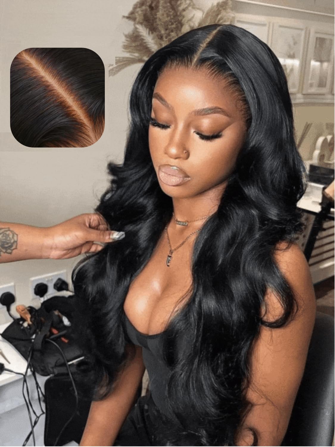 UNICE 16 Inch Glueless Human Hair Wigs - 5x5 HD Lace Closure, Pre Plucked, Bleached Knots, Body Wave, 180% Density for All Skin Tones | Perfect for Daily Wear, Special Occasions & Protective Styling
