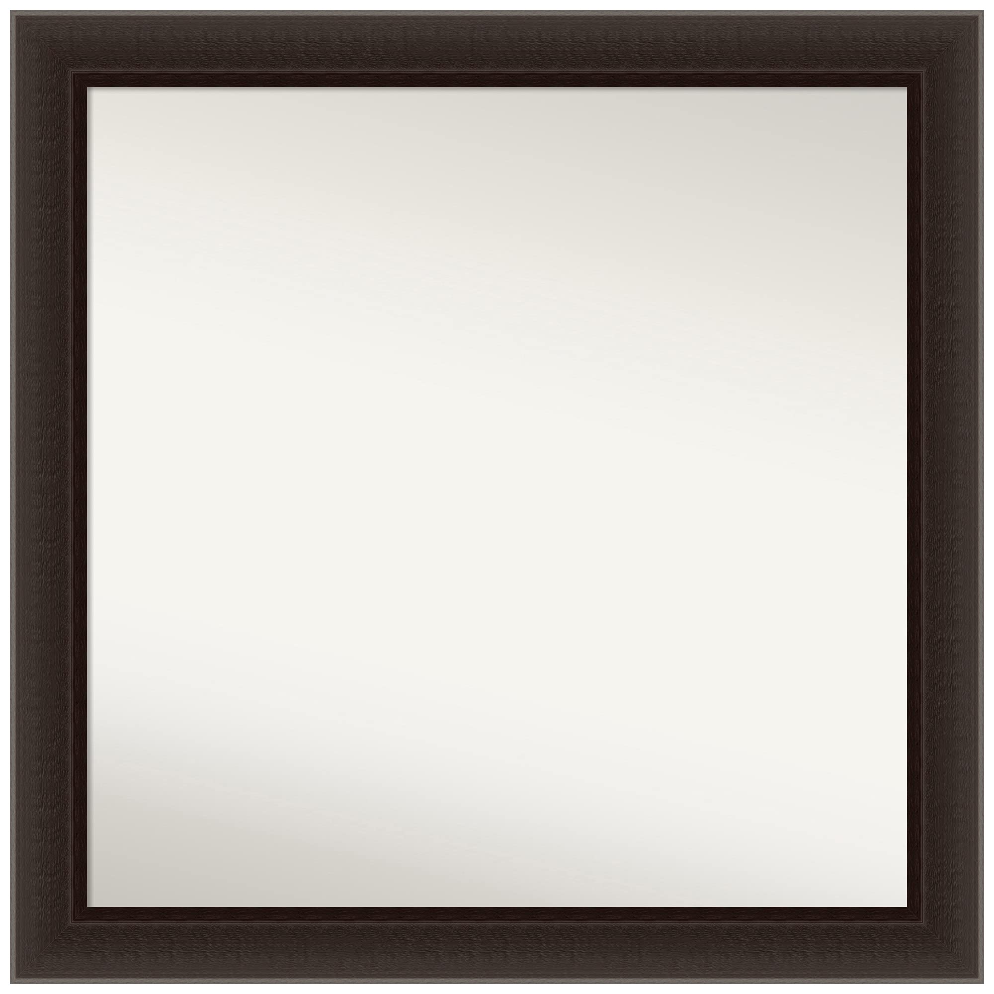 Amanti Art Non-Beveled Custom Wall Mirror 25.5x25.5 Inch - Romano Espresso Narrow Frame - Bathroom Vanity Mirror - Bedroom Decor - Living Room Wall Art - Custom Sizes Available - Brown Wood Finish
