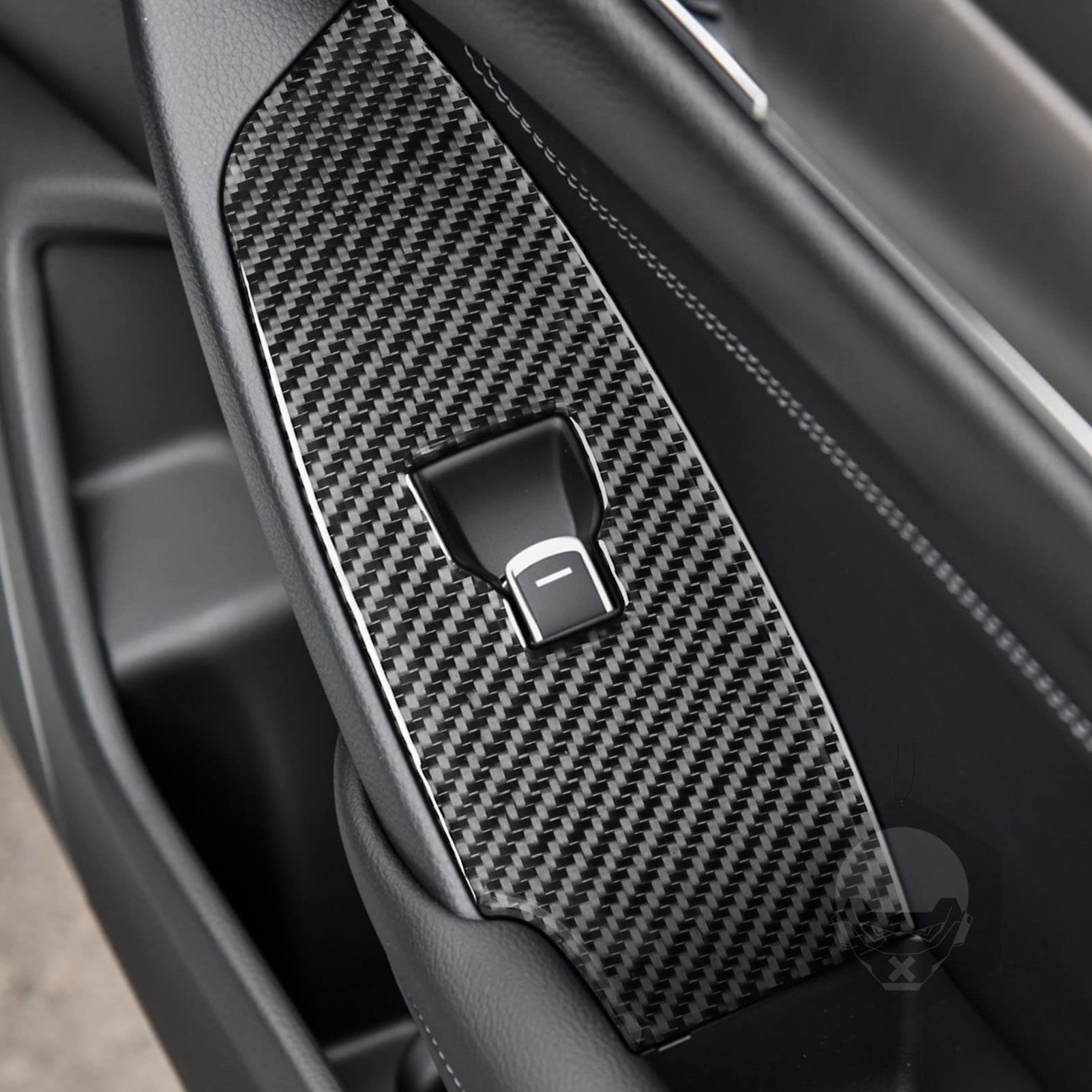 Carbon Fiber Window Switch Panel Cover for 2018-2021 Honda Accord 10th Gen - 4pc Interior Trim Set (Left Hand Drive, Black) | Upgrade Your Car Interior with Stylish Accessories for Enhanced Driving Experience