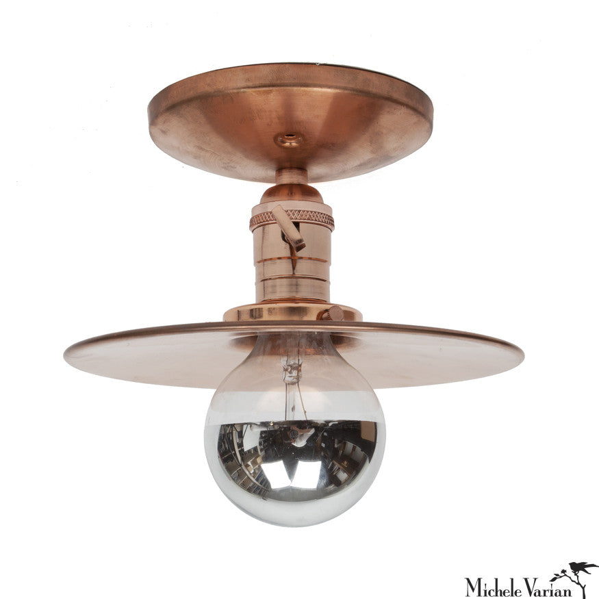 8 Inch Copper Discus Flush Mount Ceiling Light - Modern Round LED Fixture for Bedroom, Living Room, and Hallway Lighting