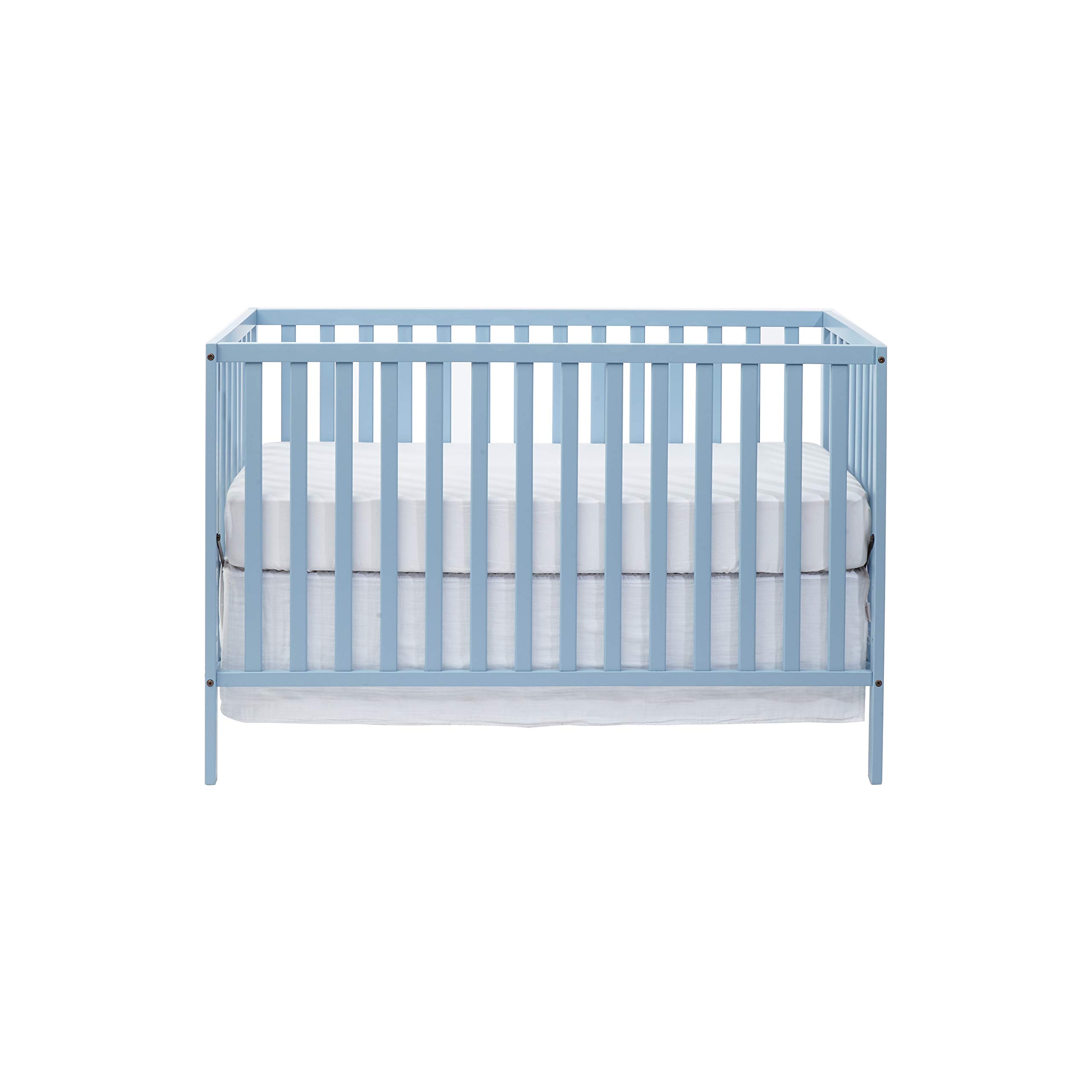 3-in-1 Convertible Baby Crib with Mattress - Nursery Furniture Set in Soft Baby Blue | Safe Toddler Bed for Newborns & Growing Kids | Perfect for Bedrooms, Daycares & Guest Rooms