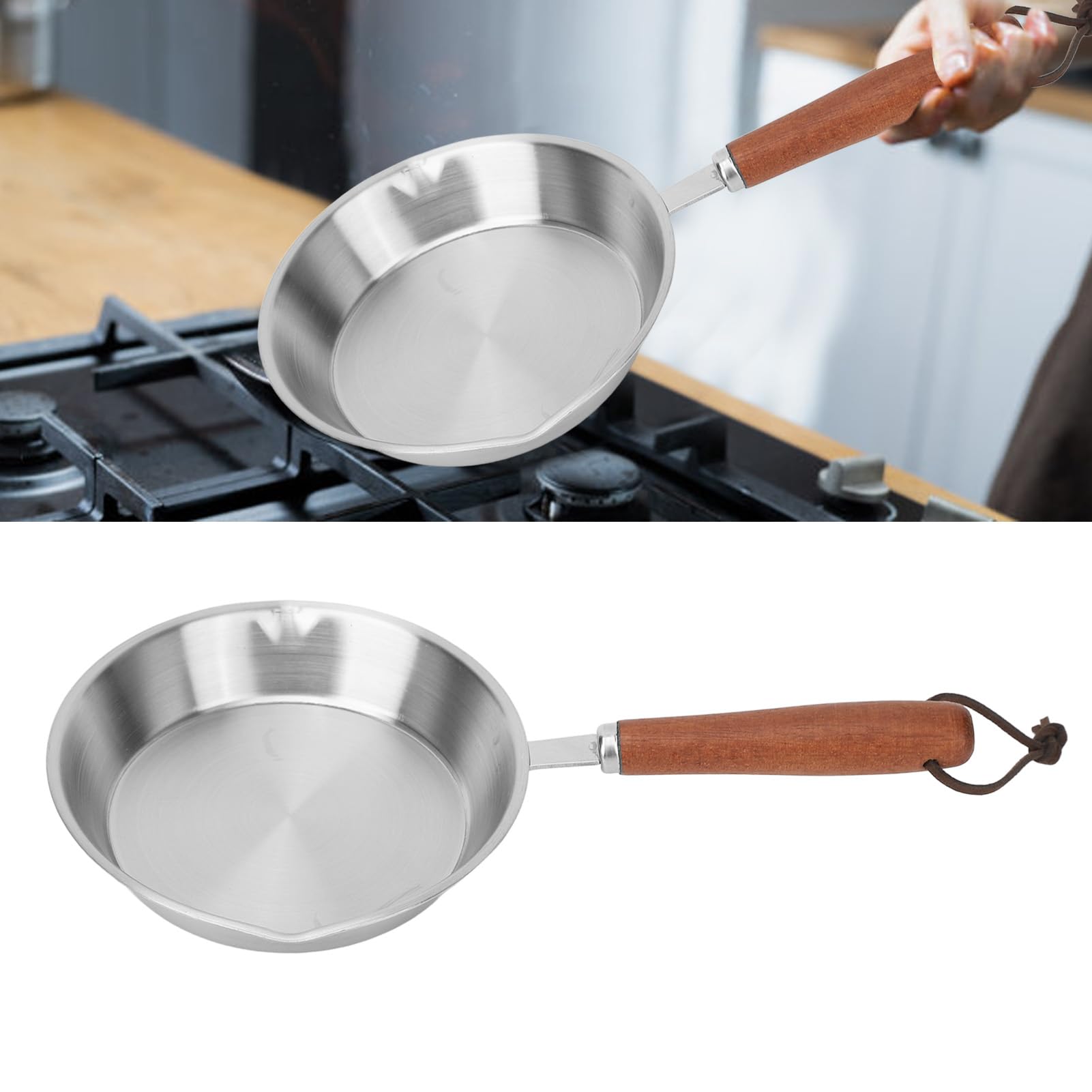 Premium Stainless Steel Non-Stick Frying Pan - 16cm Induction Compatible Skillet for Eggs, Pancakes & More | Perfect for Home Kitchen & Restaurant Use