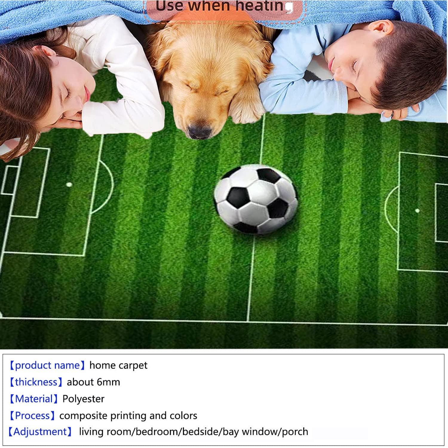 Kids Soccer Field Rug - Non-Slip Football Playmat for Boys & Girls Bedroom, Sports Room or Living Room - 4x6 ft Green Area Carpet - Perfect for Playrooms, Game Rooms and Kids' Sports Themed Decor