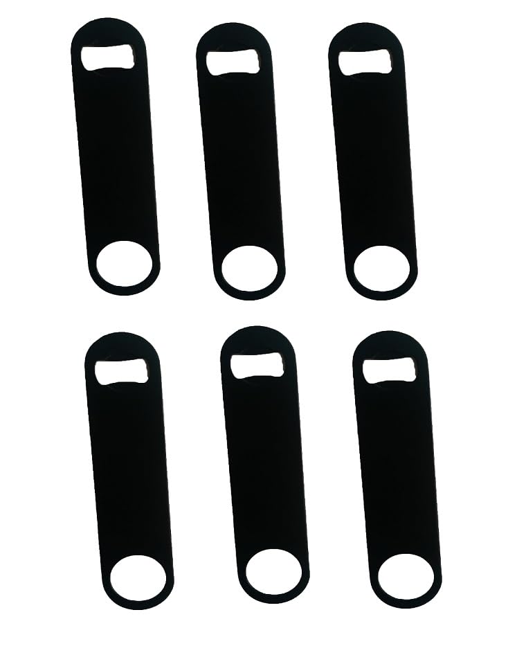 Dynore 6-Pack Stainless Steel Black Bottle Opener, Beer Opener, Soda Opener - Durable & Rust-Proof for Home, Bar, Party, Camping, and Outdoor Use