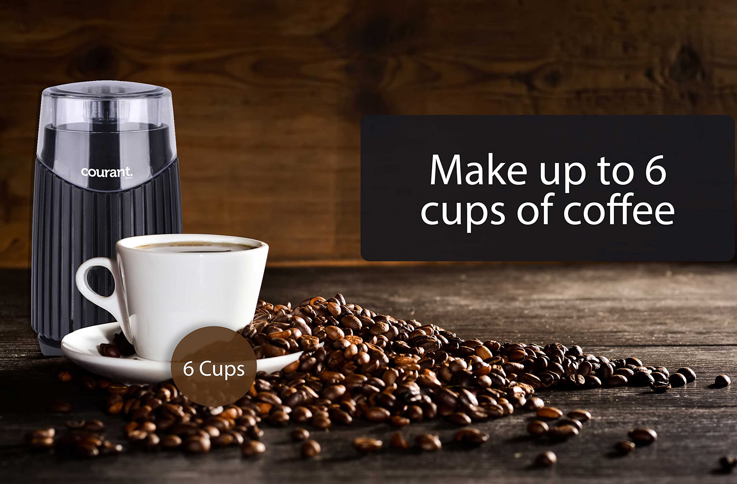 Premium Electric Coffee Grinder One Touch - Heavy Duty Stainless Steel Blades, 150W Powerful Motor for Coffee Beans & Spices - Durable Black Base - Perfect for Home Kitchens & Coffee Shops