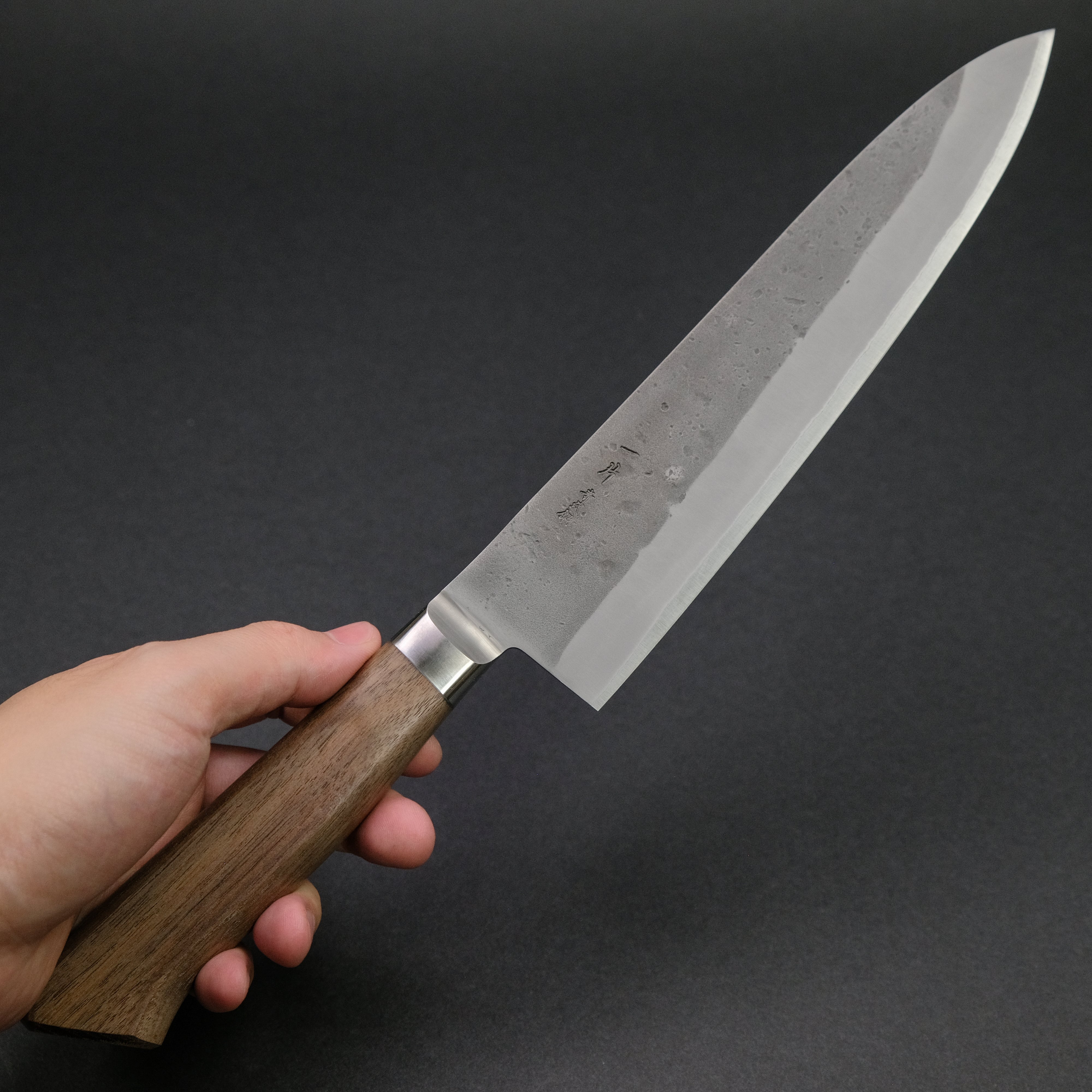 Hitohira TD Blue #2 Stainless Clad Nashiji Yo Gyuto 210mm Japanese Chef Knife with Walnut Handle - Perfect for Slicing, Dicing, and Precision Cutting in Professional Kitchens & Home Cooking