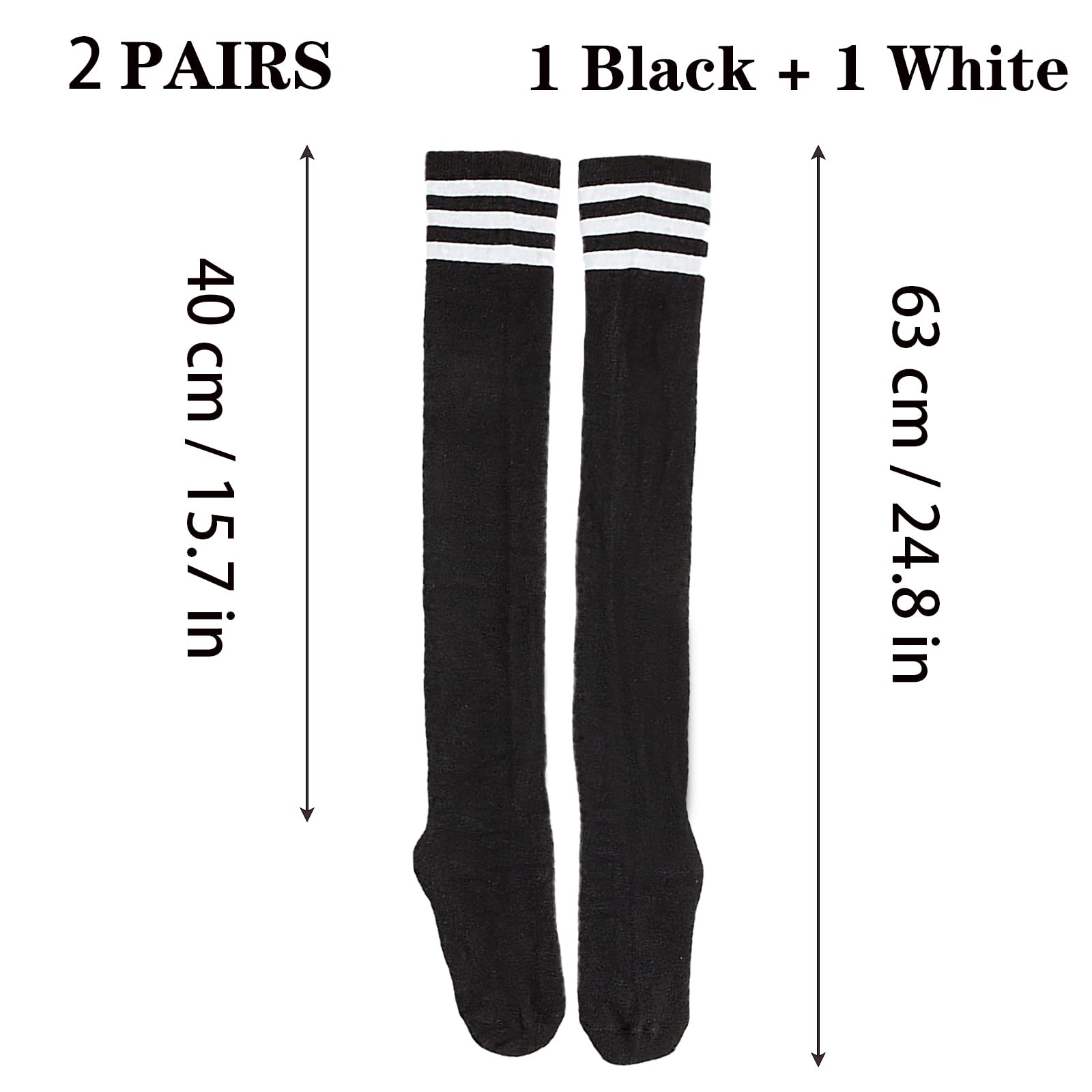 KEYRI 2 Pairs Women's Knee High Socks - Soft Calf Stockings for Girls & Women, Mid-Thigh Silk Socks with 3 Stripes, One Size Fits Most - Perfect for Casual Wear, Office Outfits and Winter Fashion