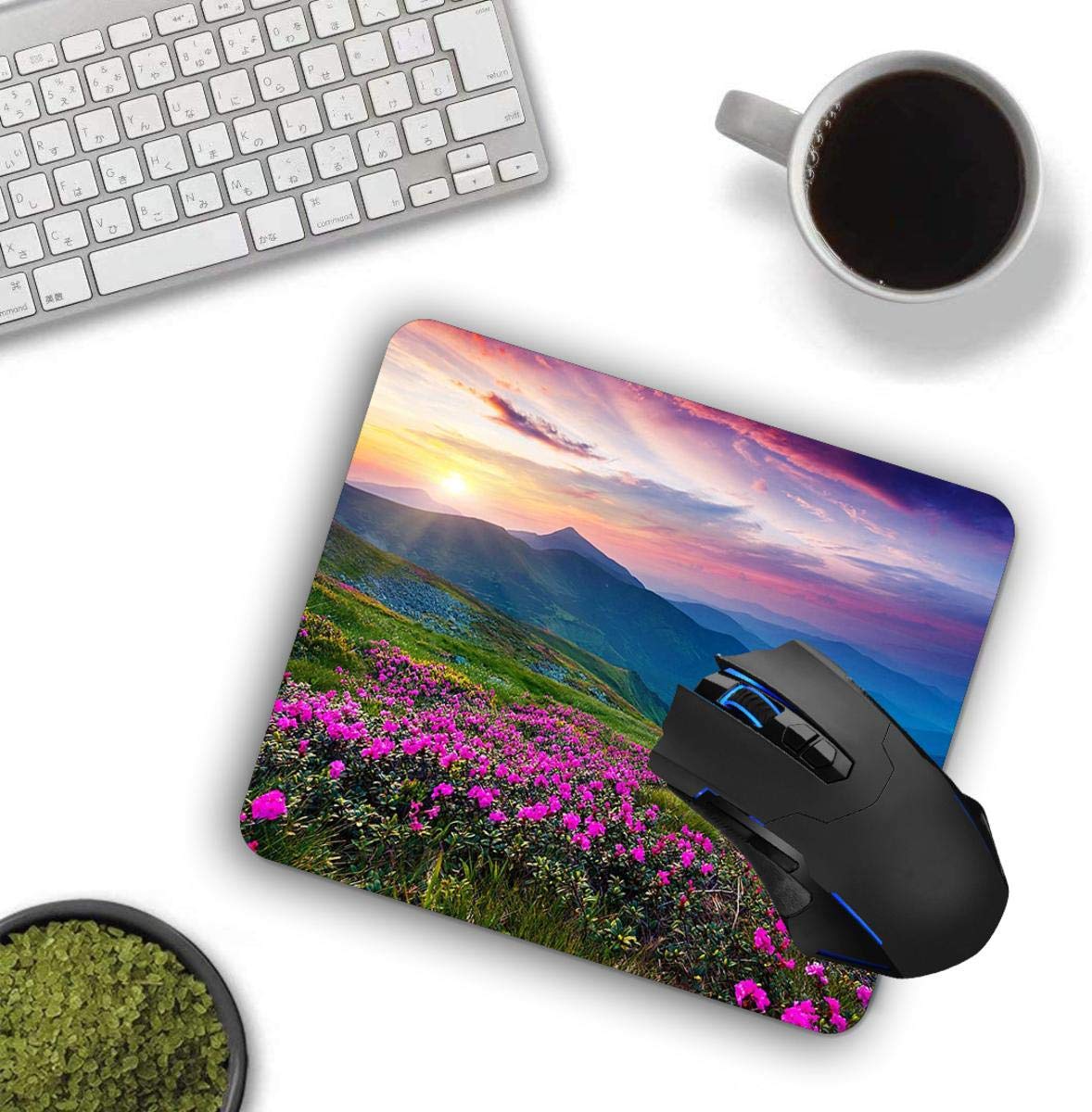 Premium Non-Slip Mouse Pad with Nature Purple Flowers Meadow Design - Ergonomic Rubber Base Computer Mousepad for Office, Gaming & Home Use on Desktops & Laptops
