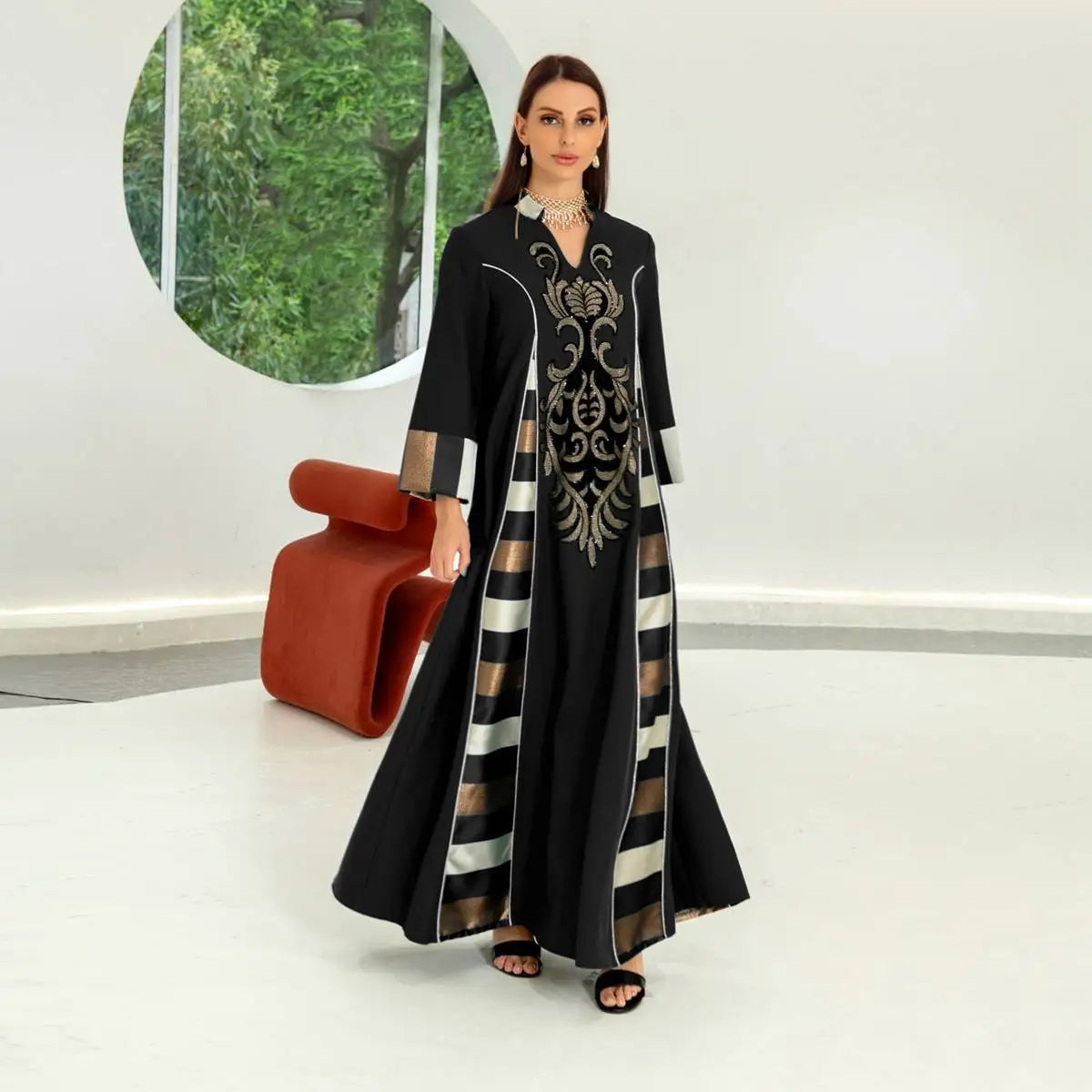 Elegant Eid Dress for Women - Sparkling Sequins & Embroidery Kaftan Caftan Outfit | Perfect for Eid Celebrations, Weddings & Special Occasions