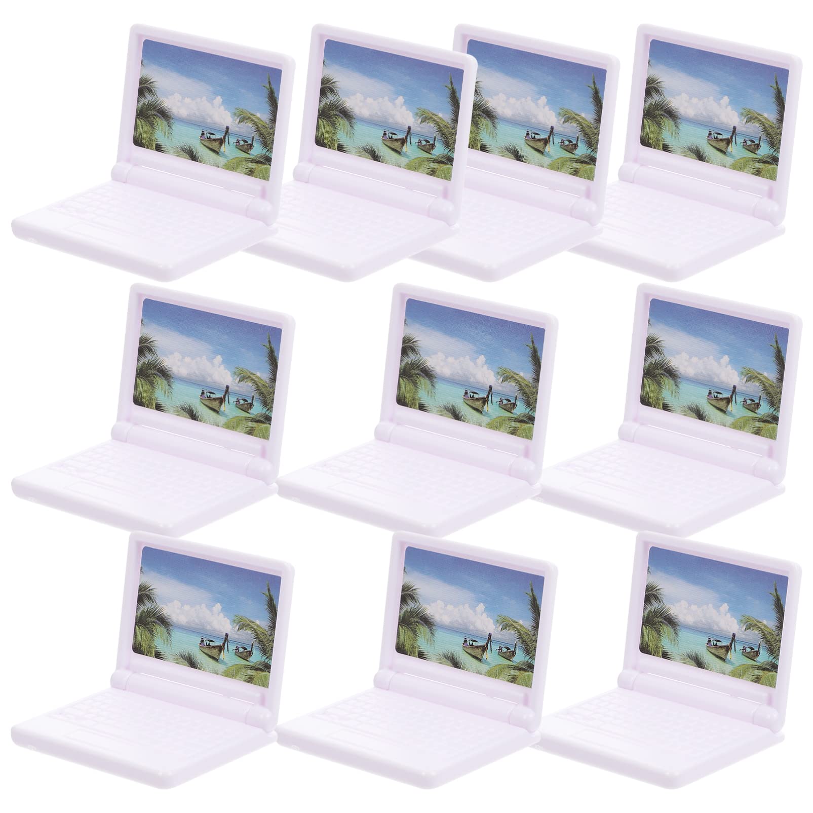 JOJOFUNY Miniature Laptop & Tablet Set - 10PCs Dollhouse Computer Accessories for Doll Play, Simulation Tech Decor, Perfect for Miniature Scenes & DIY Projects