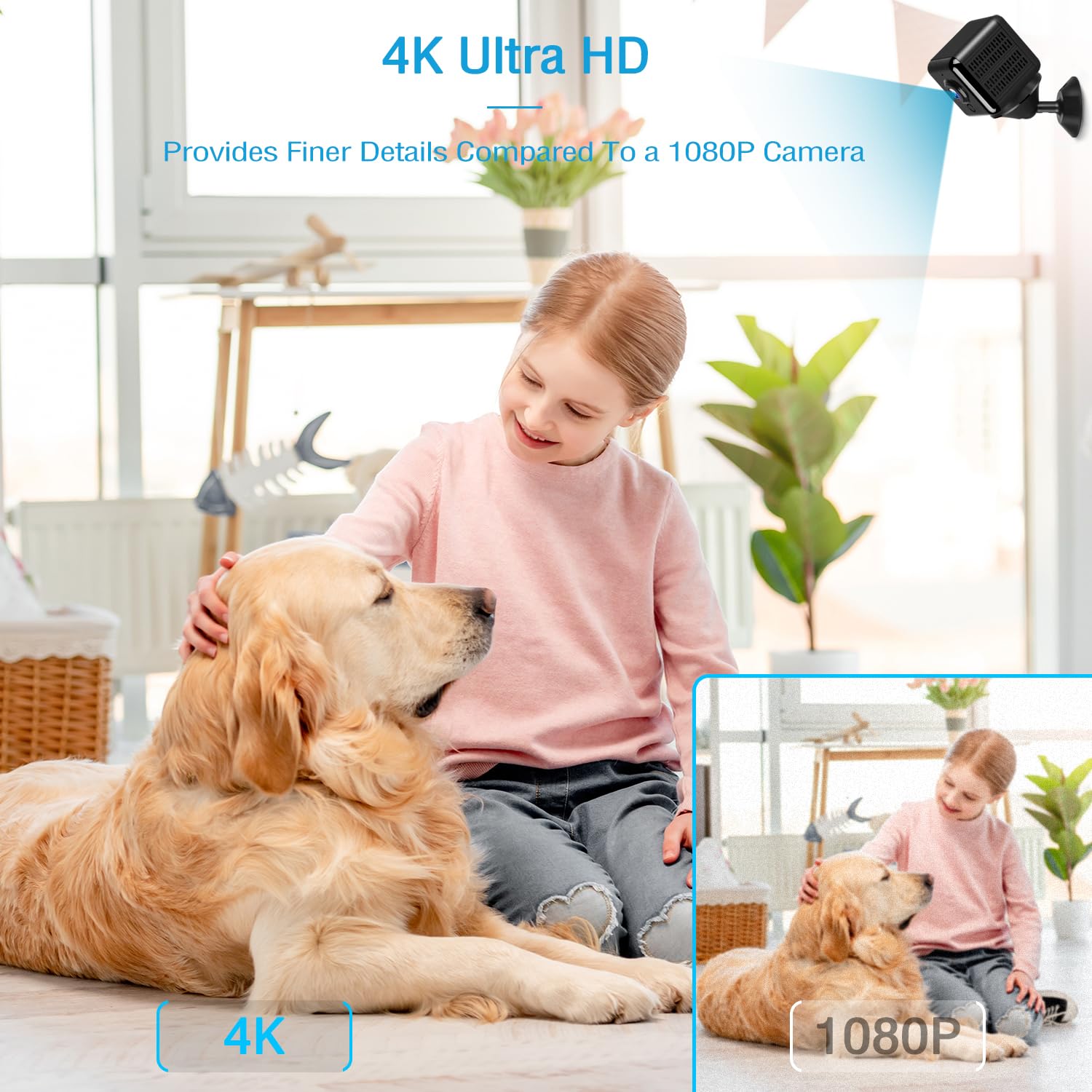 Bextgoo 4K HD WiFi Spy Camera - 32GB Memory Card, Wide Angle, Wireless, Motion Detection, Night Vision, Secret Hidden Camera with App - Perfect for Home Security, Baby Monitoring & Office Surveillance