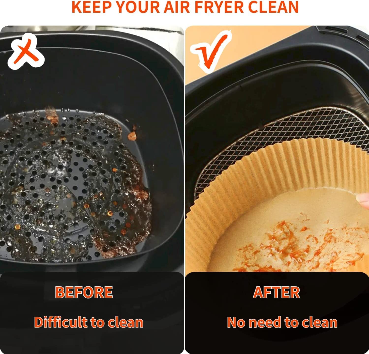 The Cloudmall Air Fryer Disposable Paper Liners - 20 Pack Non-Stick Parchment Sheets for Baking, Roasting & Microwaving | Oil Proof, Waterproof & Heat Resistant | Perfect for Air Fryers, Ovens & Microwave Cooking