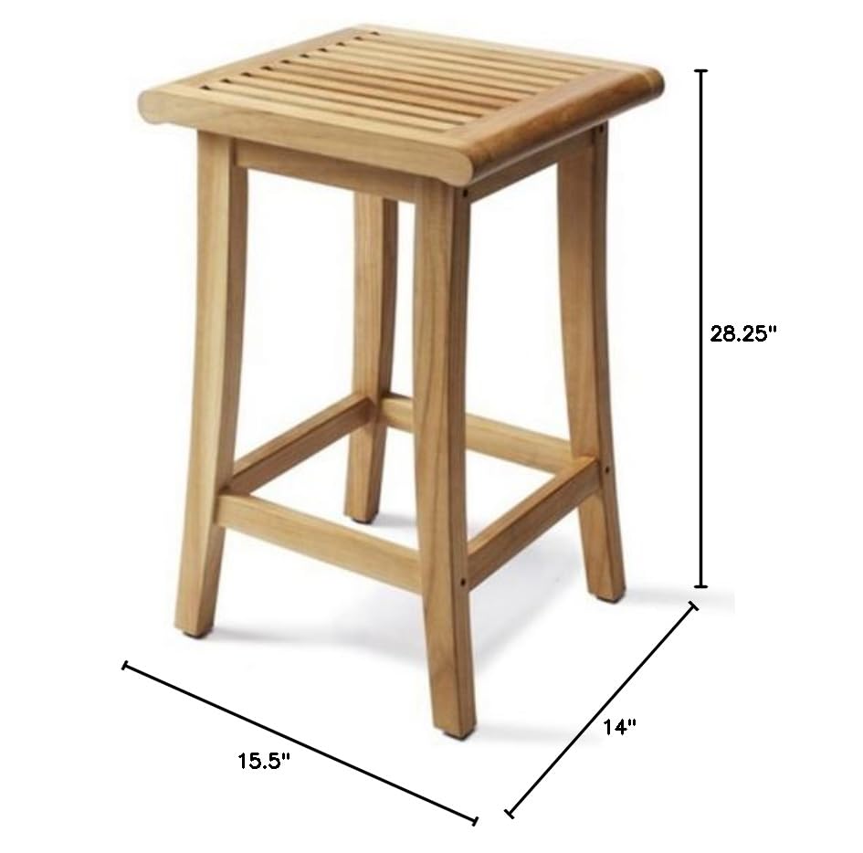 Premium Grade A Teak Wood Bar Stool - Outdoor Patio & Garden Chair with Weather-Resistant Finish - Perfect for Backyard, Poolside & Restaurant Seating