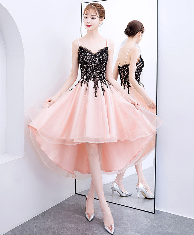 Elegant Pink V-Neck Tulle Lace Short Prom Dress | Homecoming Party Gown | Perfect for Prom Night, Homecoming Dance & Special Occasions