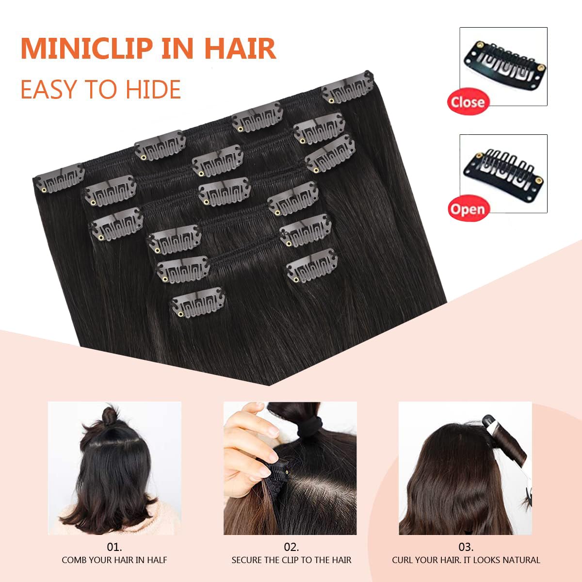 Dark Brown Clip in Hair Extensions 12