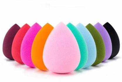 First Beauty Makeup Sponge Set of 10 - Professional Foundation Blender & Beauty Blender for Flawless Makeup Application | Multi-Colored Cosmetic Sponges (Colors May Vary) | Perfect for Liquid Foundation, Concealer & Powder Blending